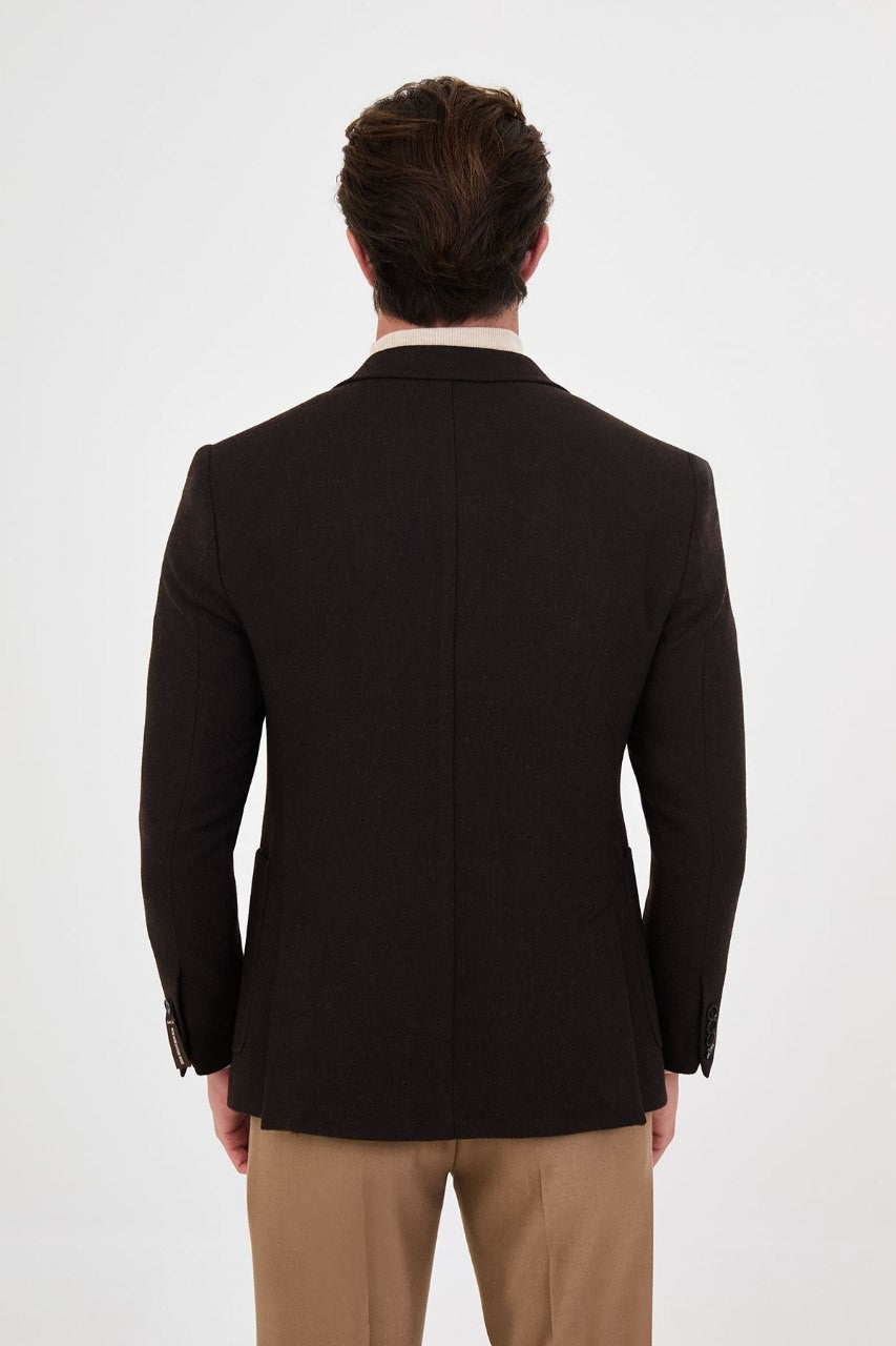 Back view of men’s chocolate brown blazer
