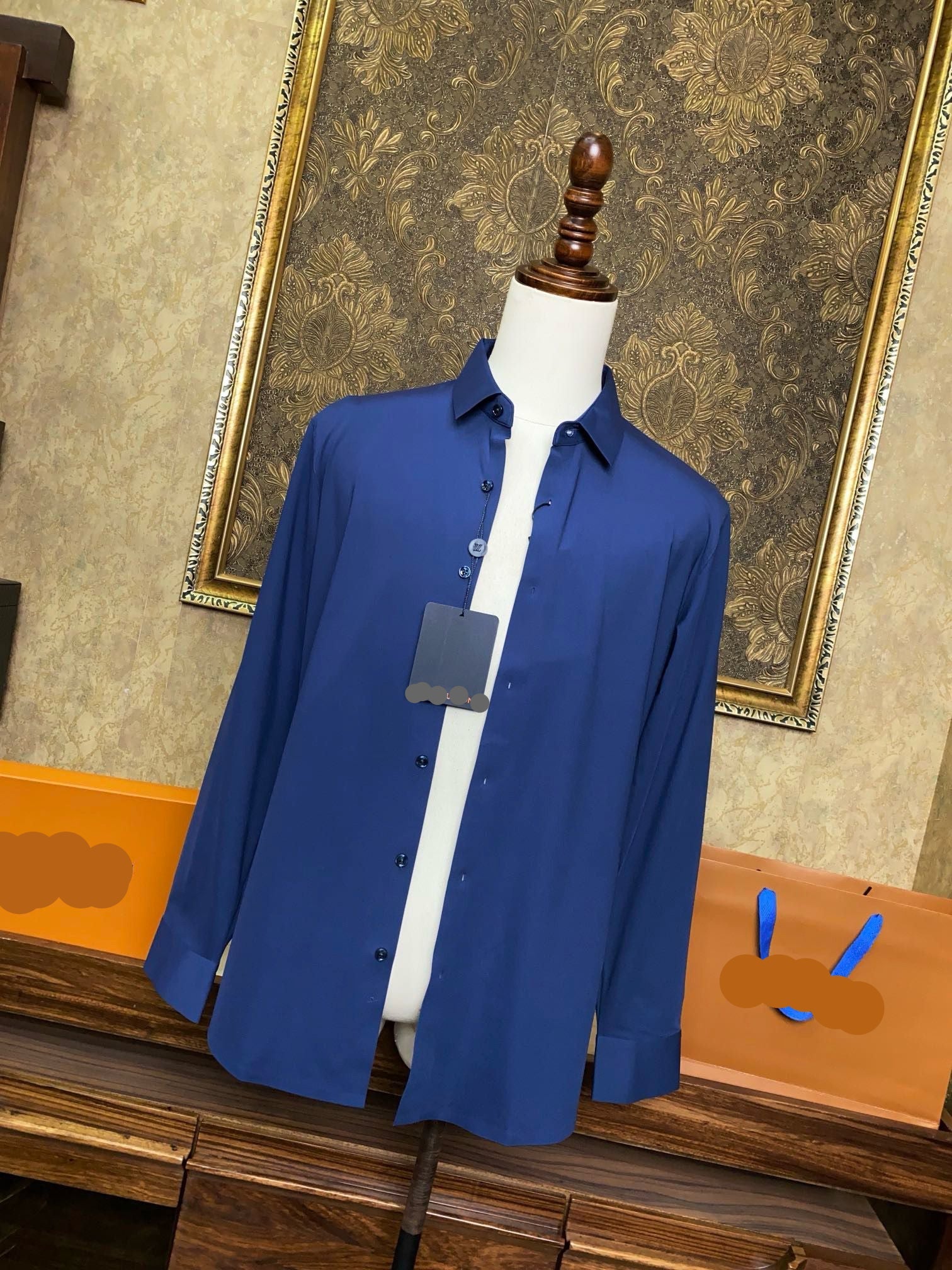 Men’s Classic Navy Executive Dress Shirt - SUITHARBOR