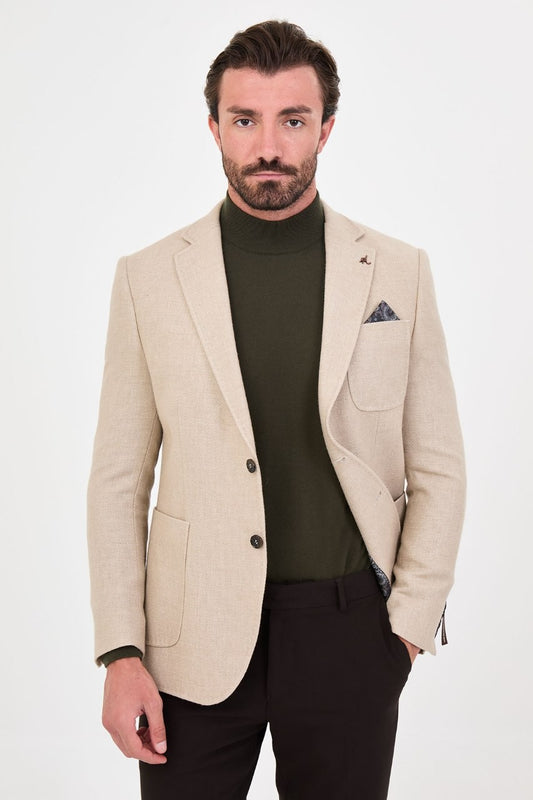 Men’s cream blazer, front view