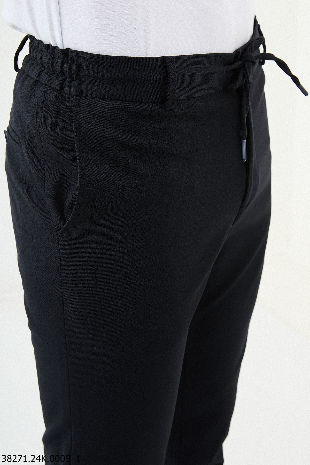 Men’s Dark Blue Slim Fit Drawstring Trousers - SUITHARBOR
