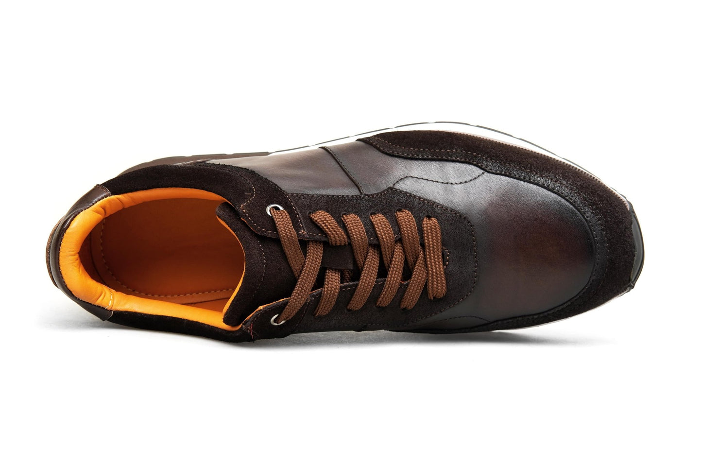 Men’s Dark Brown Leather and Suede Sneakers - SUITHARBOR