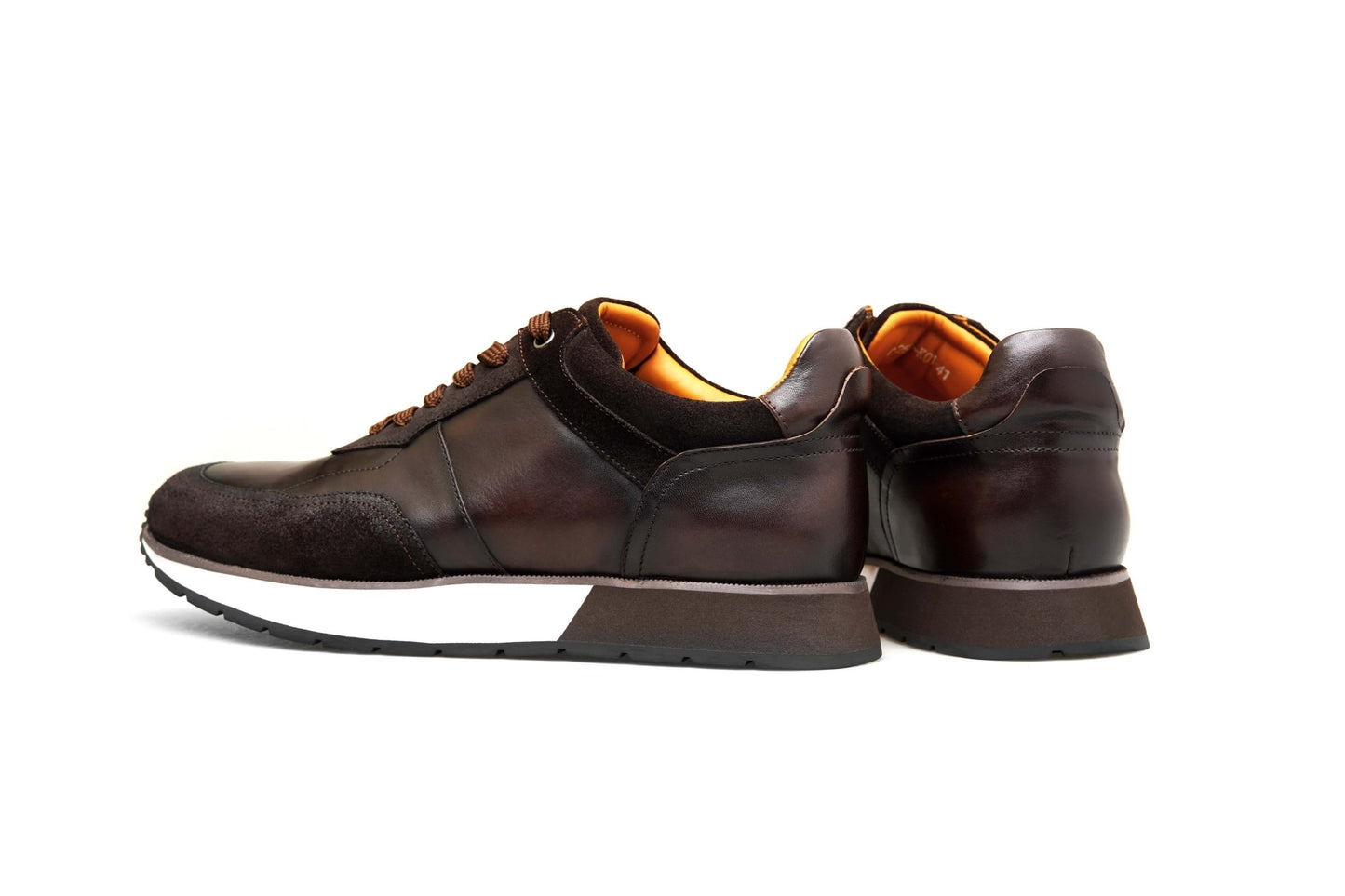 Men’s Dark Brown Leather and Suede Sneakers - SUITHARBOR