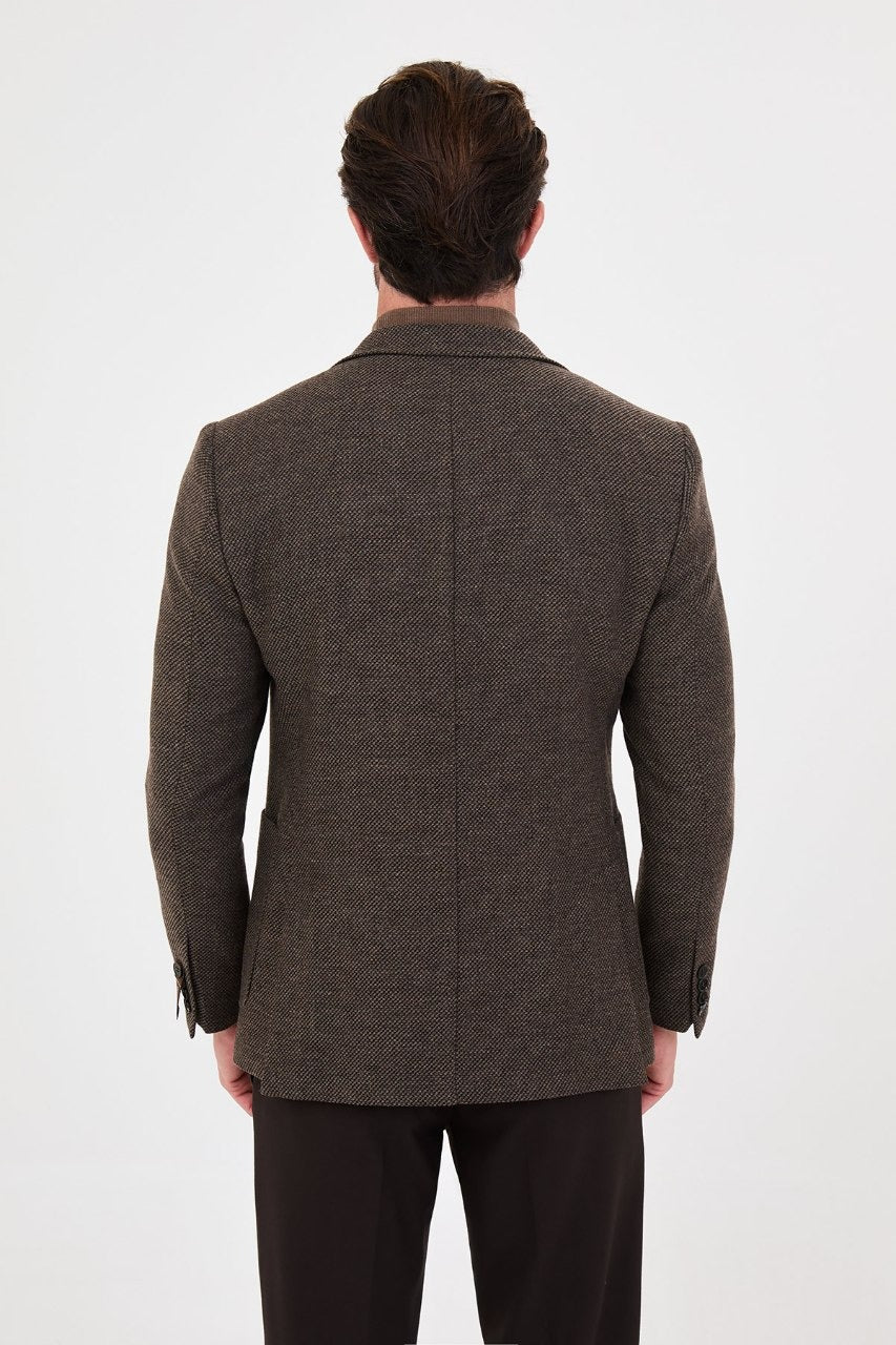 Back view of men’s dark brown blazer