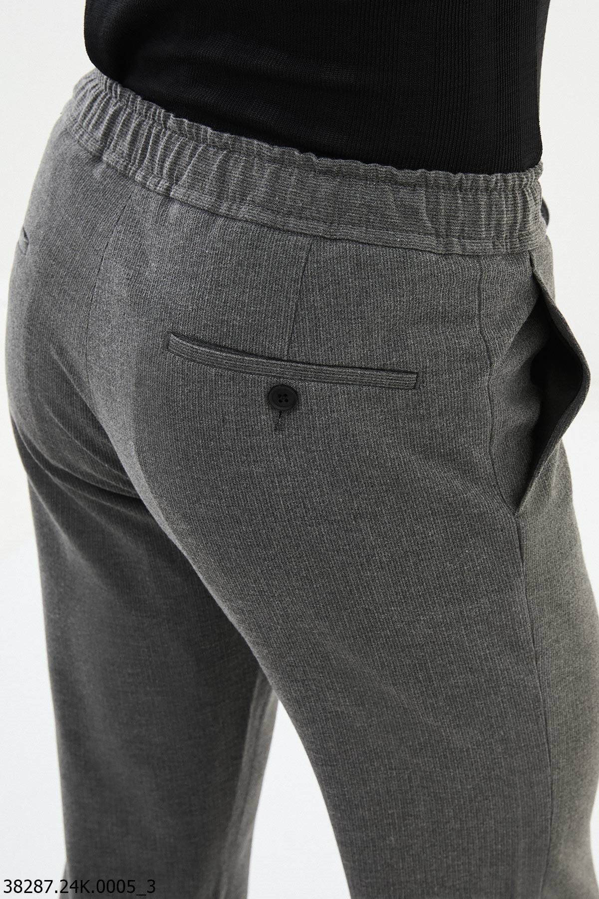 Men’s Dark Gray Slim Fit Drawstring Smart Trousers - SUITHARBOR