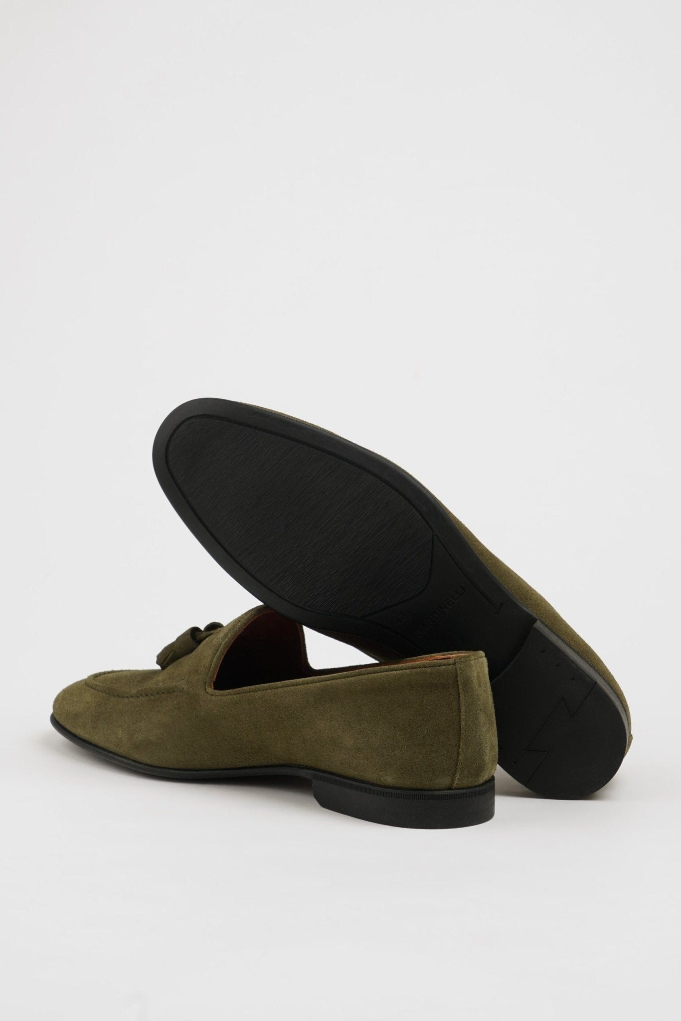 Men’s Dark Olive Suede Slip - On Loafers - SUITHARBOR