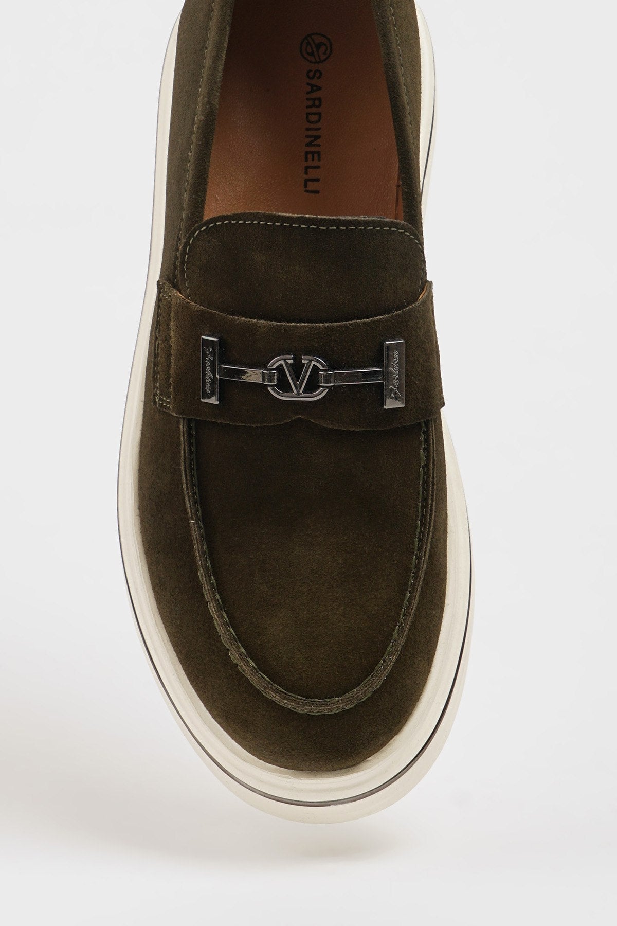 Men’s Dark Olive Suede Slip - On Loafers - SUITHARBOR