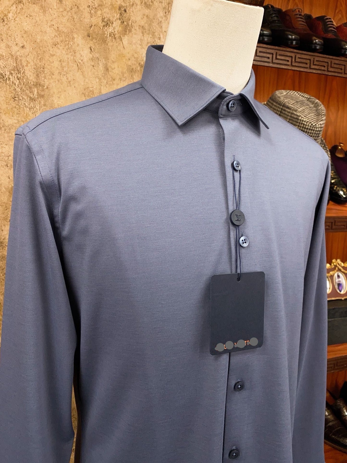 Men’s Dusty Blue Classic Dress Shirt - SUITHARBOR