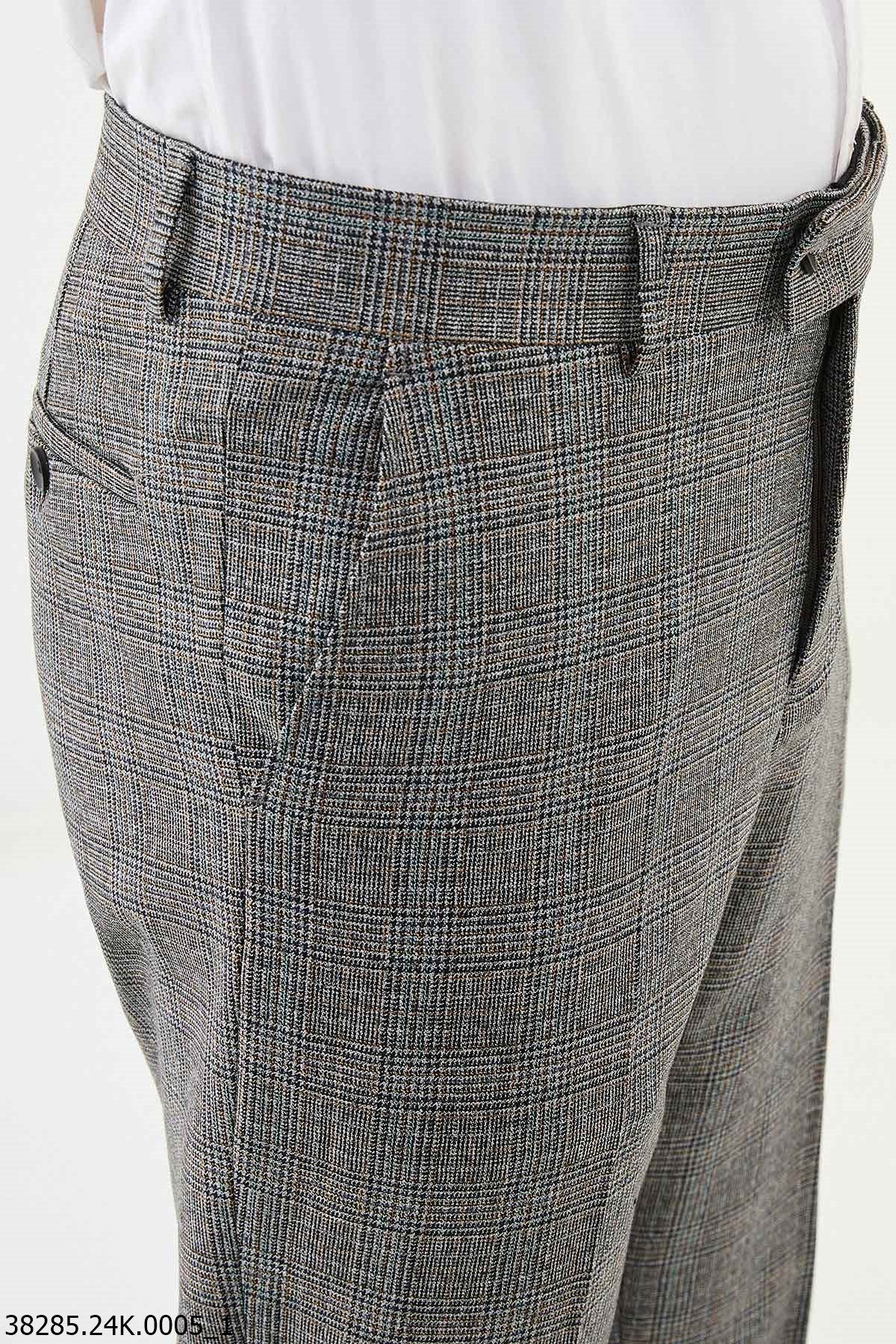 Men’s Gray Check Slim Fit Tailored Trousers - SUITHARBOR