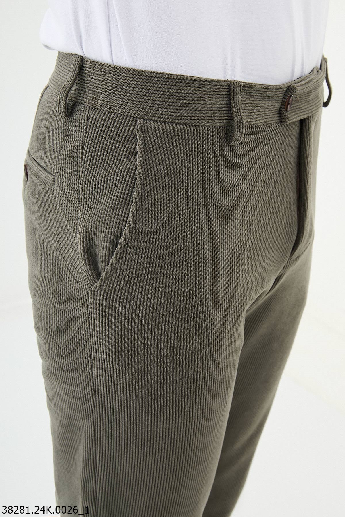 Men’s Green Slim Fit Textured Trousers - SUITHARBOR