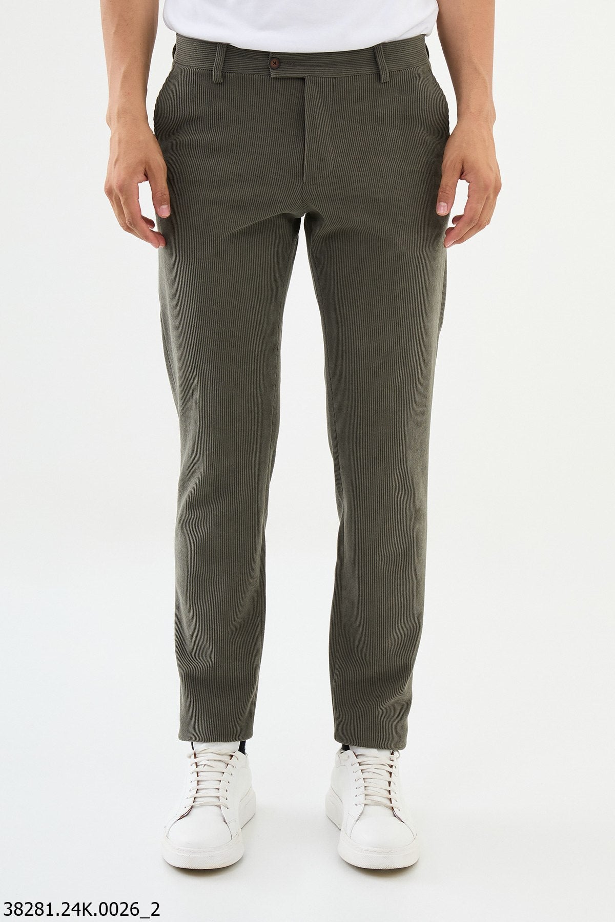 Men’s Green Slim Fit Textured Trousers - SUITHARBOR