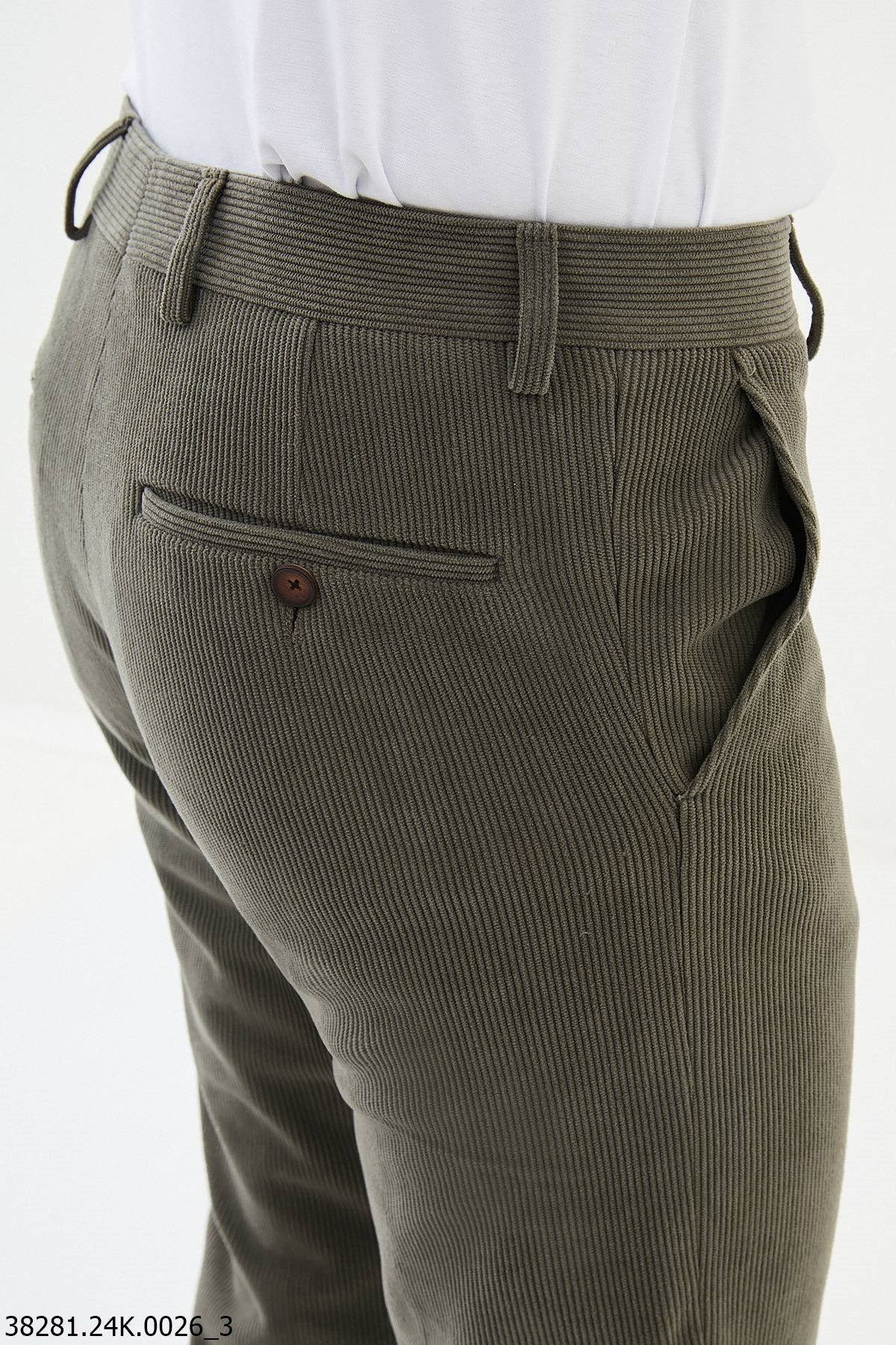 Men’s Green Slim Fit Textured Trousers - SUITHARBOR
