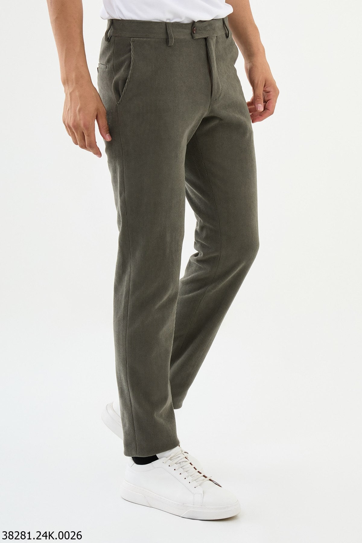 Men’s Green Slim Fit Textured Trousers - SUITHARBOR