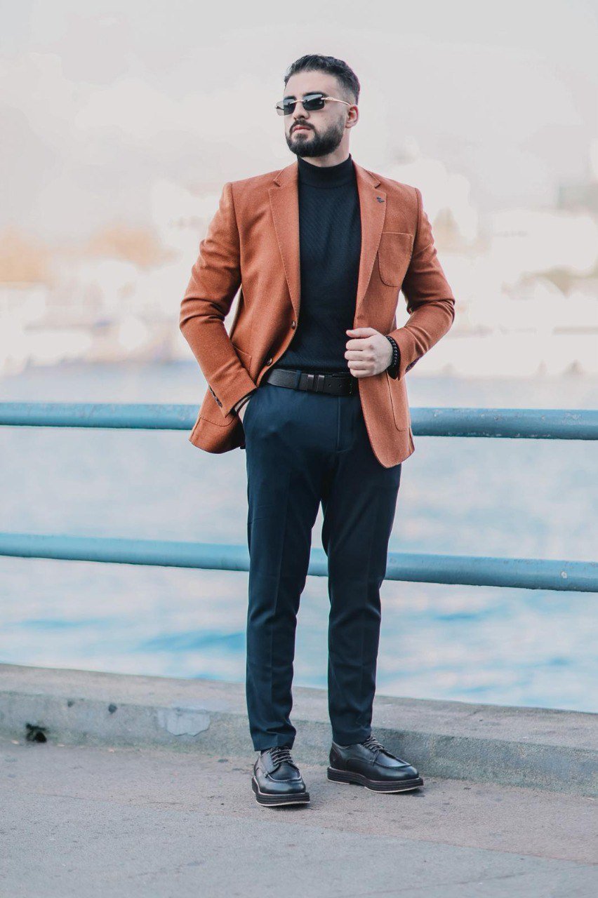 Men’s Hazelnut Slim Fit Wool Blazer Jacket - SUITHARBOR