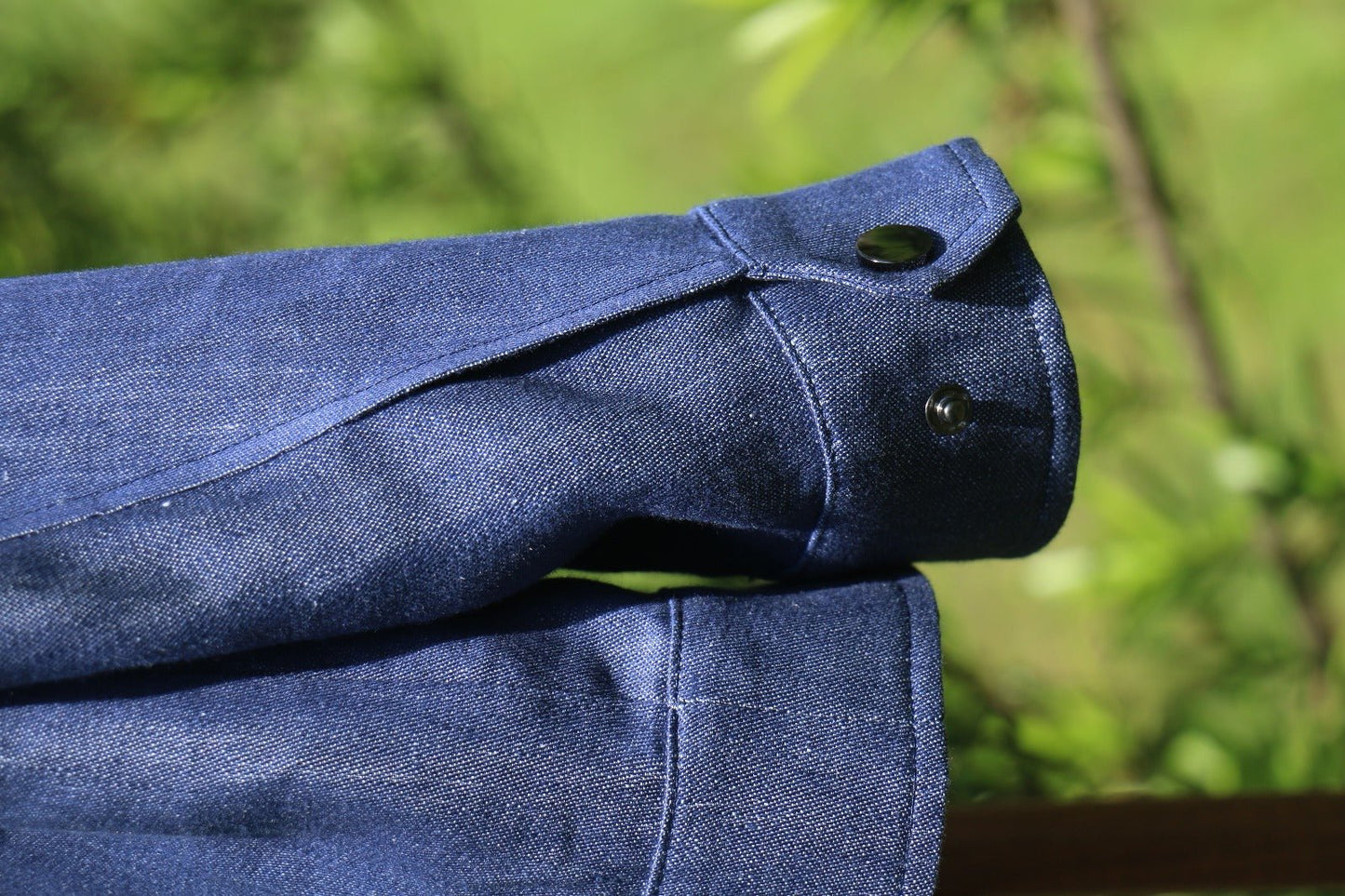 Men's Indigo Linen Utility Jacket - SUITHARBOR