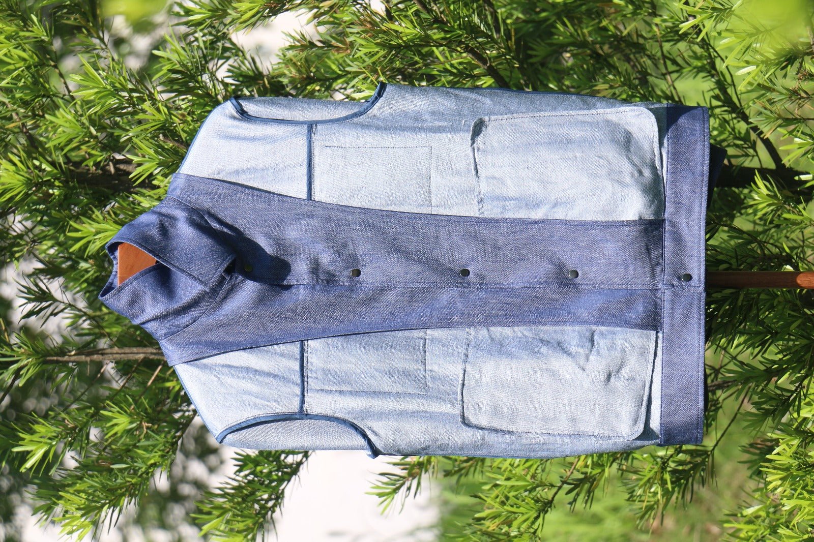 Men's Indigo Linen Utility Jacket - SUITHARBOR