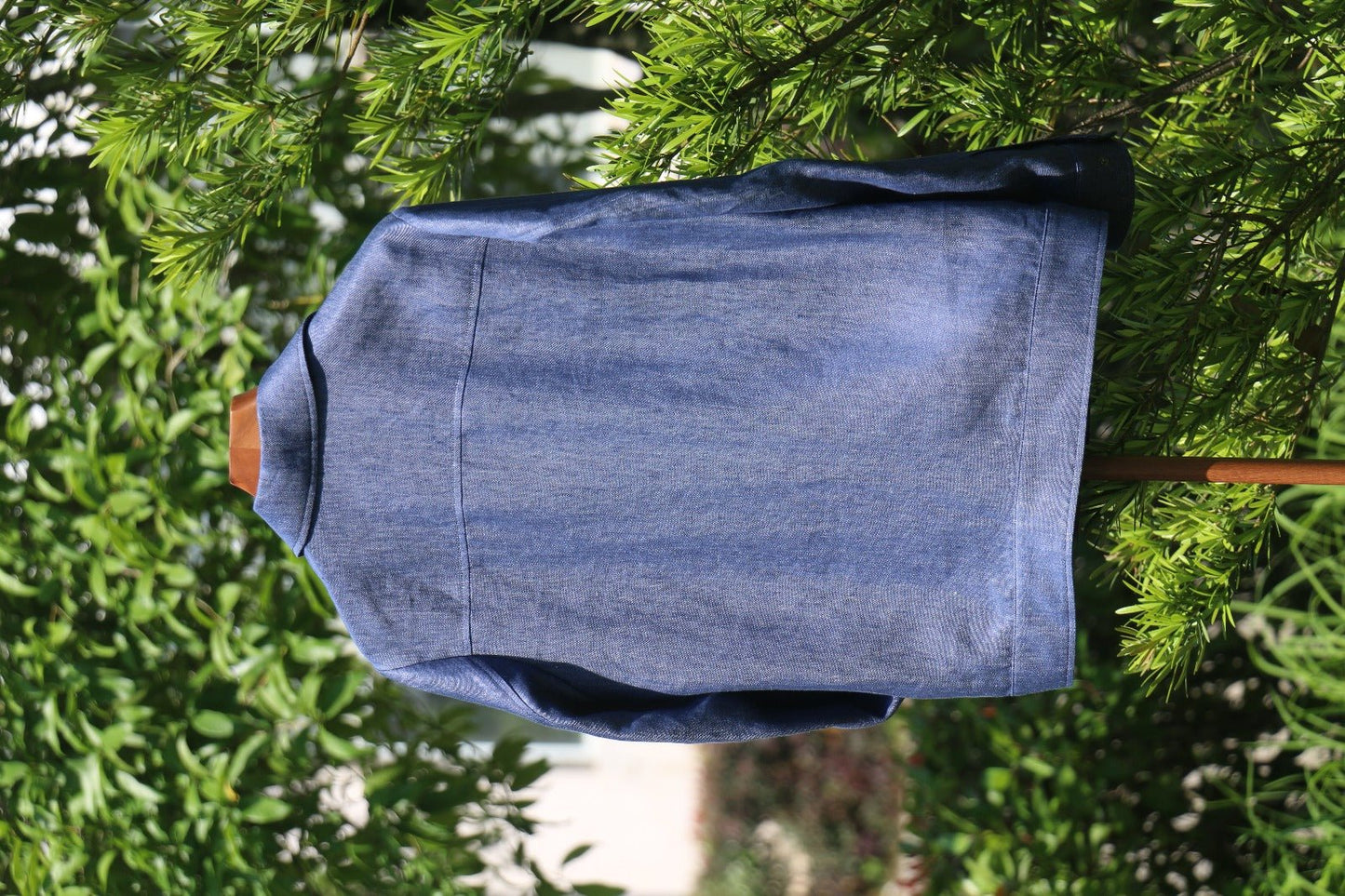 Men's Indigo Linen Utility Jacket - SUITHARBOR