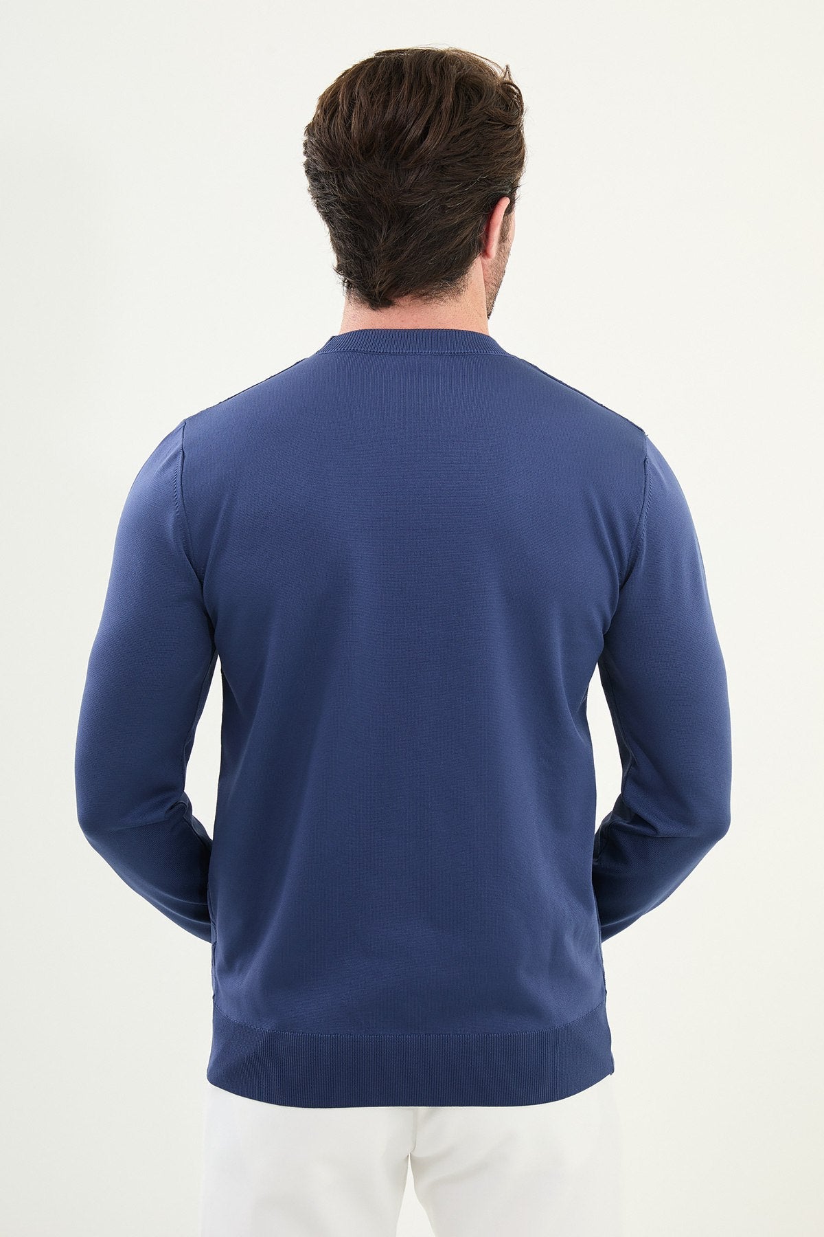Men’s Indigo Textured Knit Sweater - SUITHARBOR