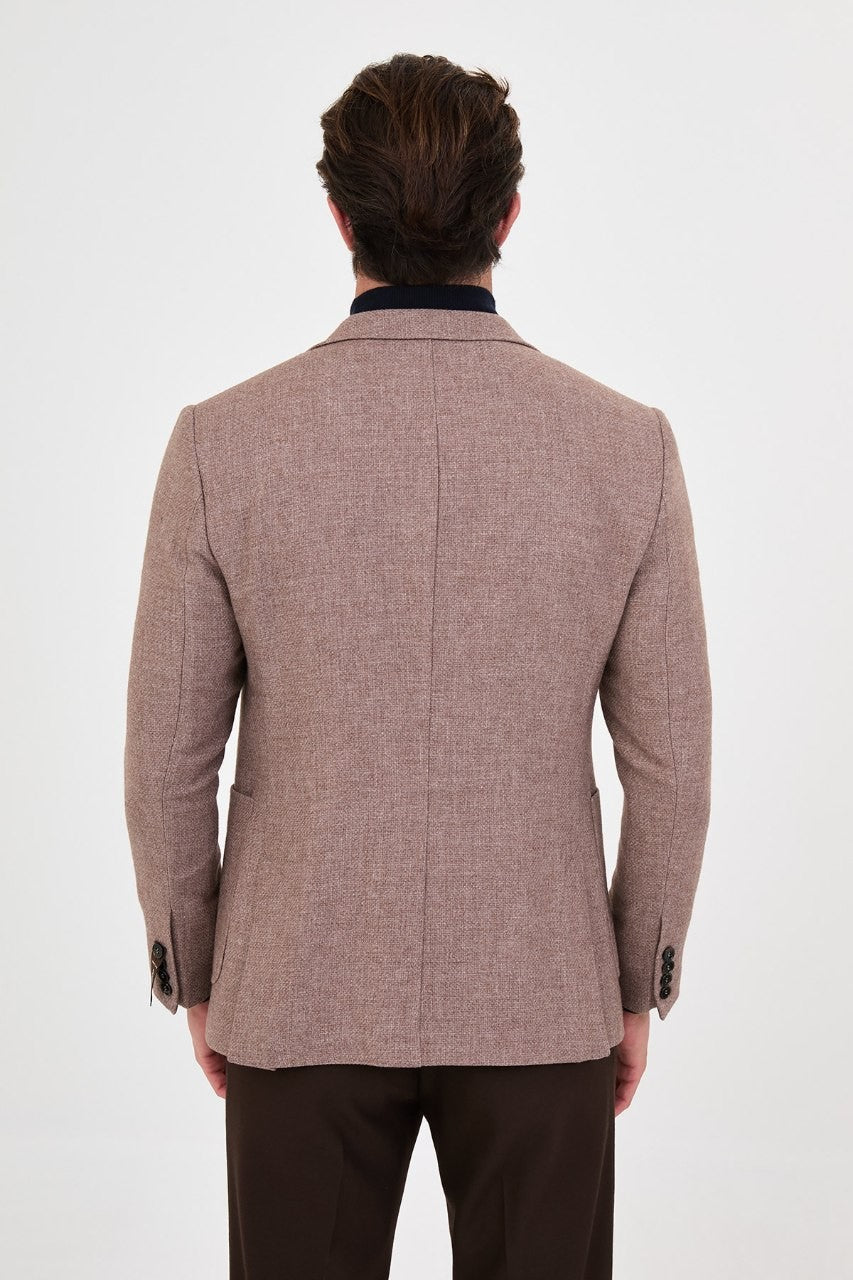 Back view of men’s light brown blazer