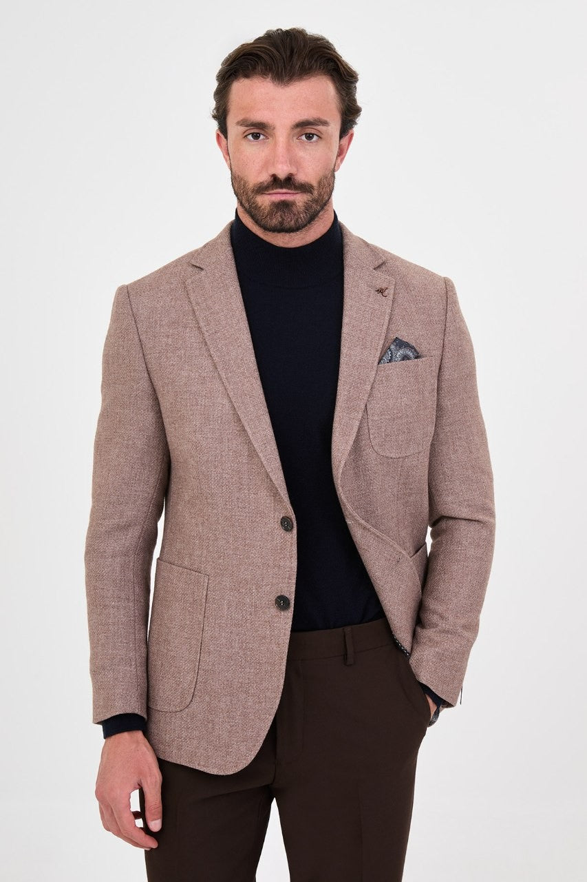 Men’s light brown blazer, front view