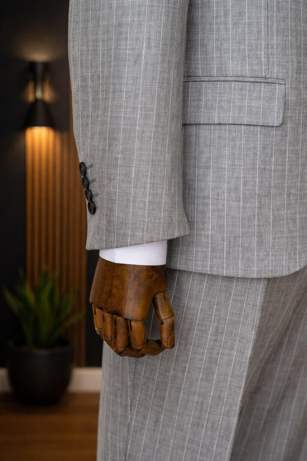 Men’s Light Gray Pinstripe Slim Fit Suit - SUITHARBOR