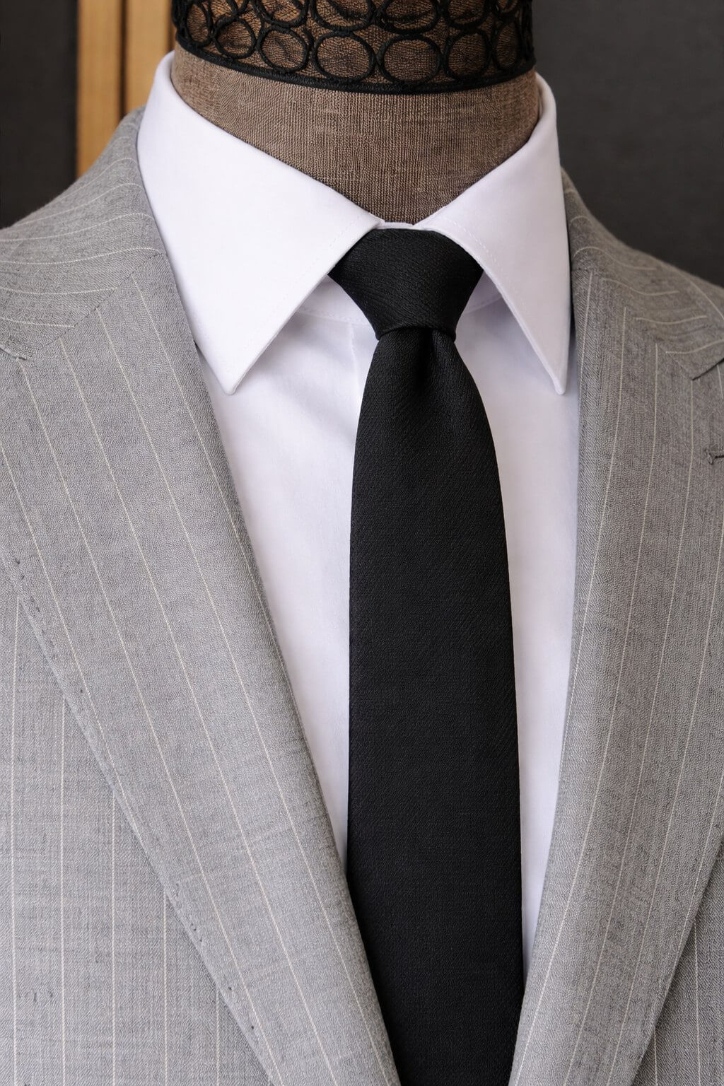 Men’s Light Gray Pinstripe Slim Fit Suit - SUITHARBOR