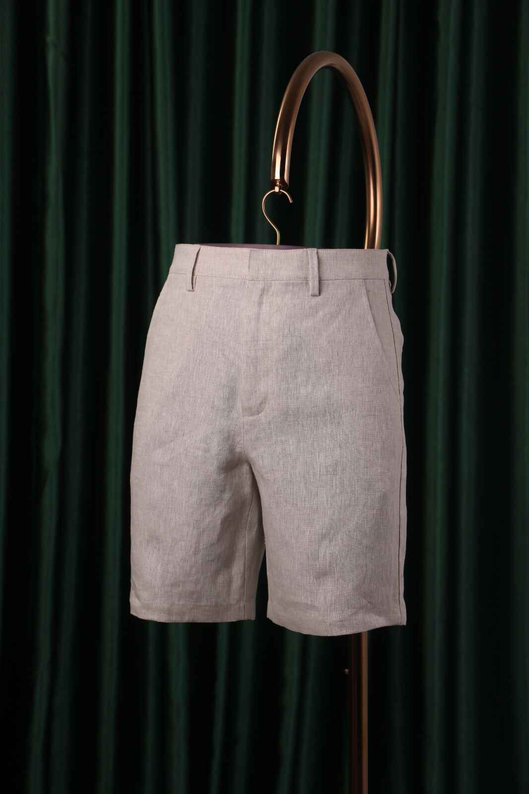 Men’s Natural Beige Linen Shorts - SUITHARBOR