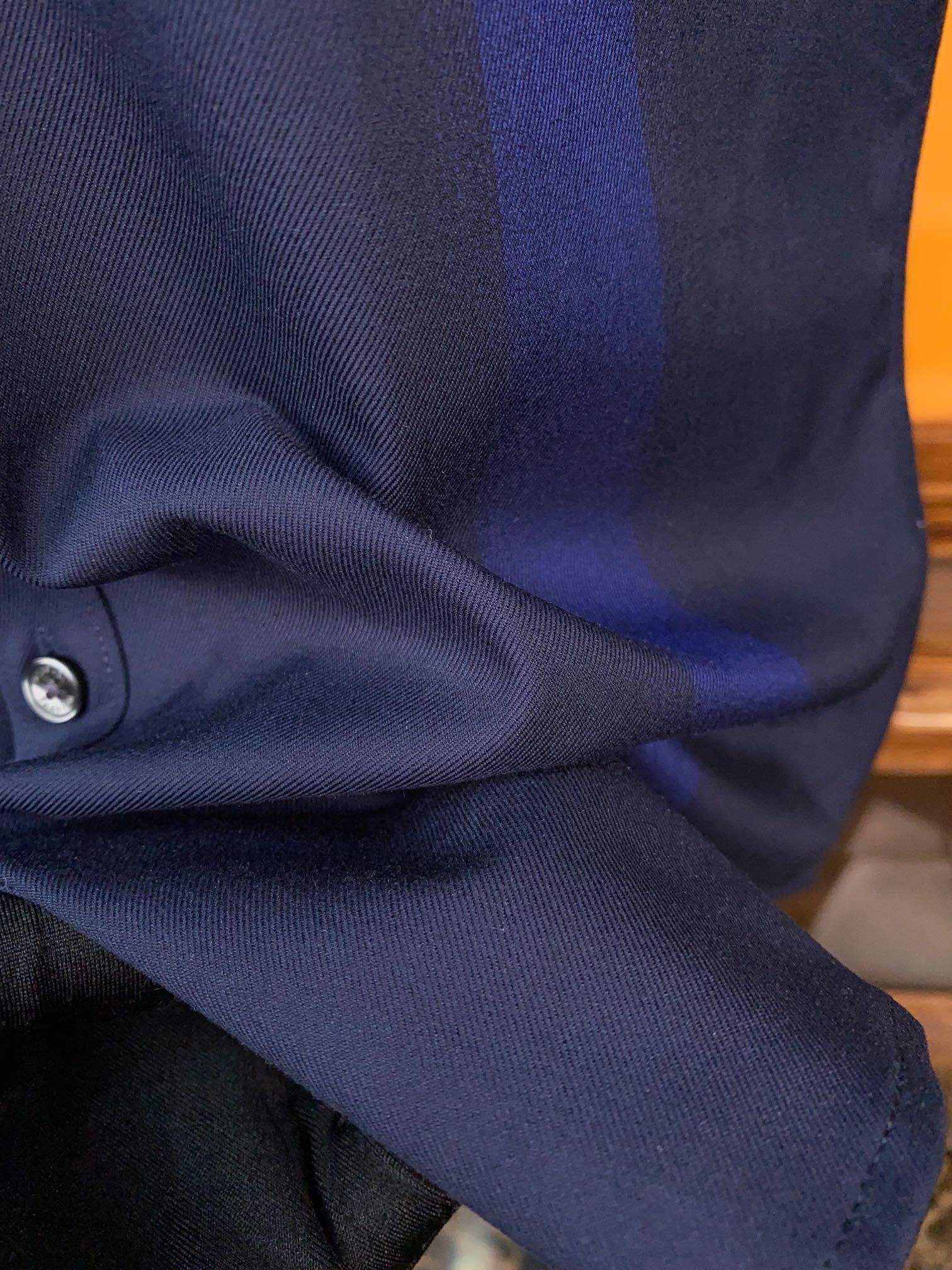 Men’s Navy Blue Striped Dress Shirt - SUITHARBOR