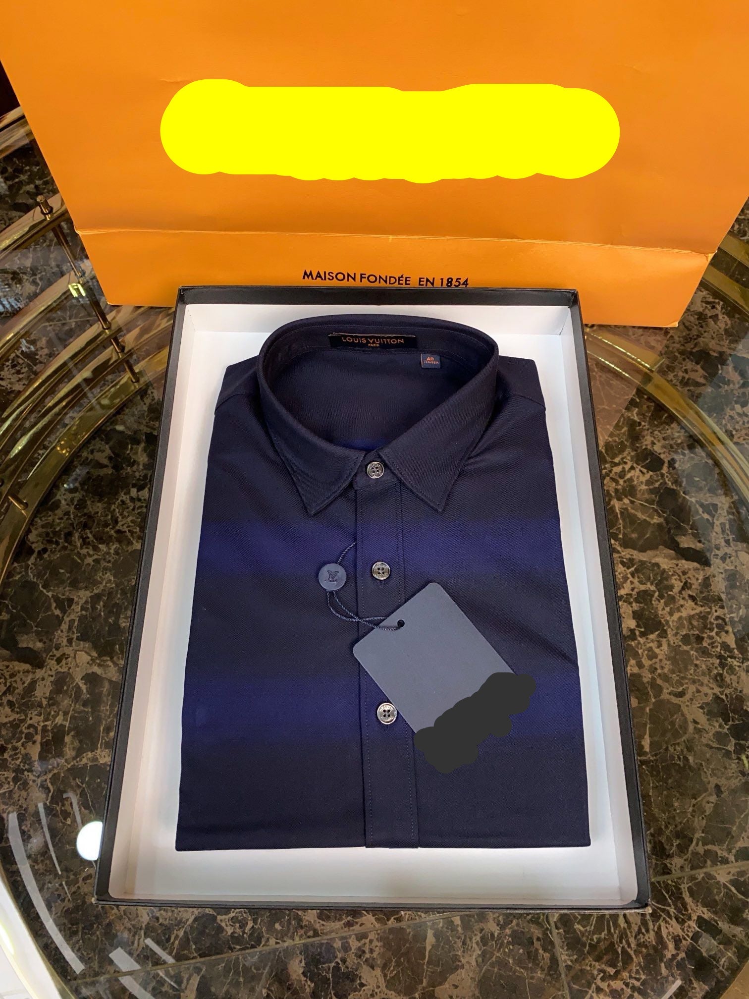 Men’s Navy Blue Striped Dress Shirt - SUITHARBOR