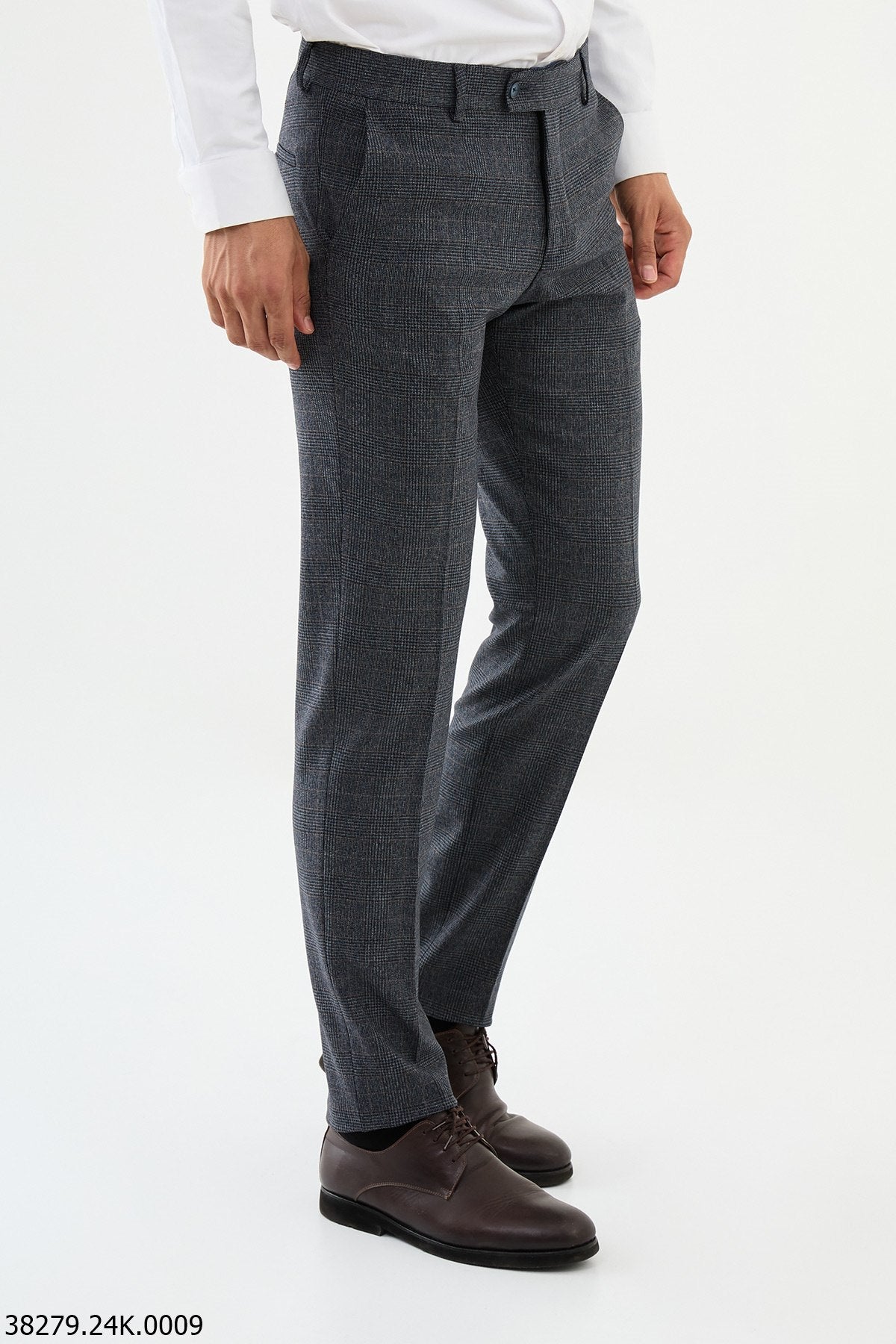 Men’s Navy Check Slim Fit Trousers - SUITHARBOR