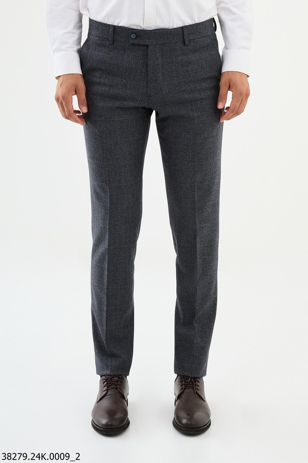 Men’s Navy Check Slim Fit Trousers - SUITHARBOR