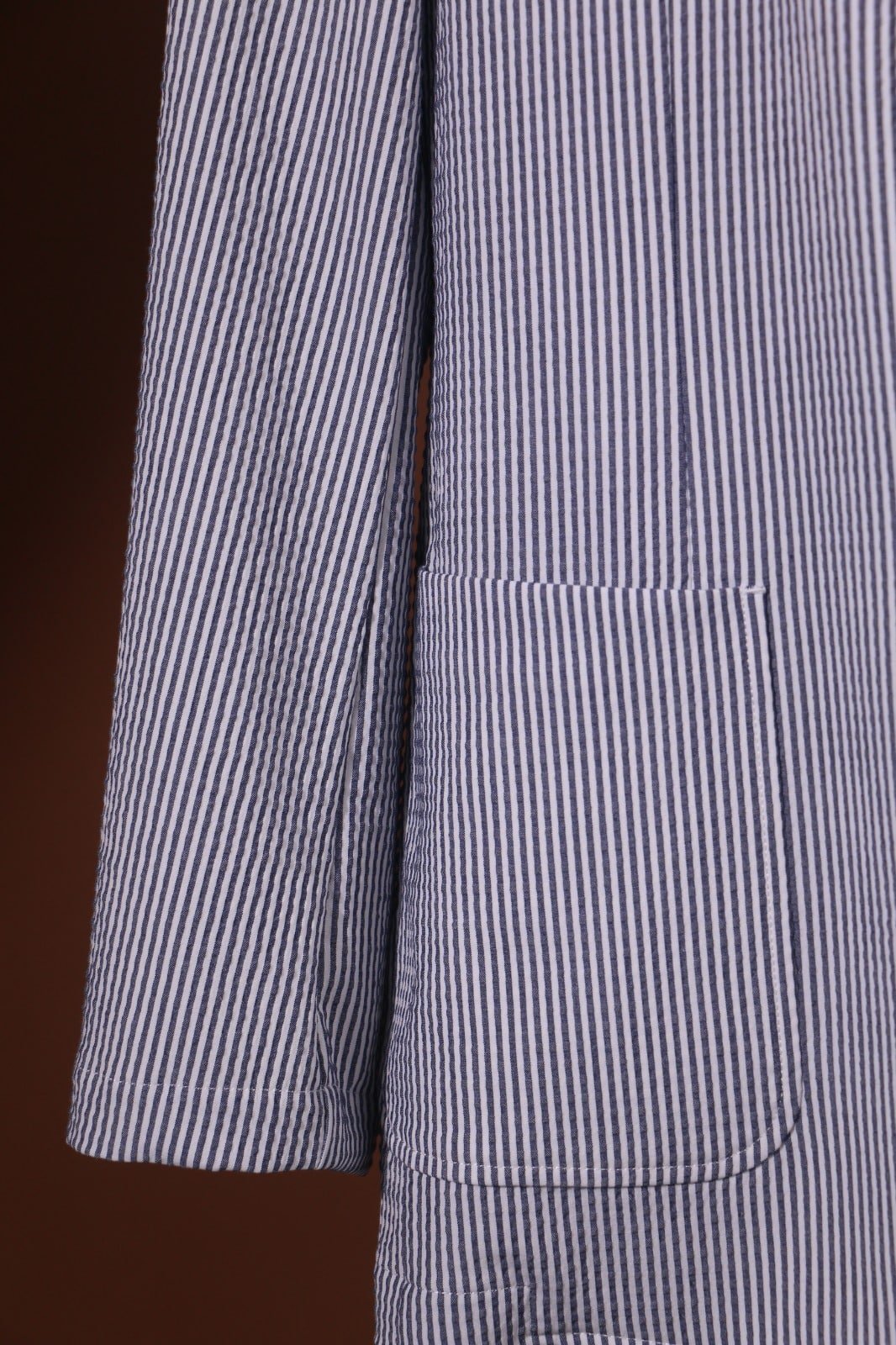 Men’s Navy & White Striped Seersucker Blazer - SUITHARBOR