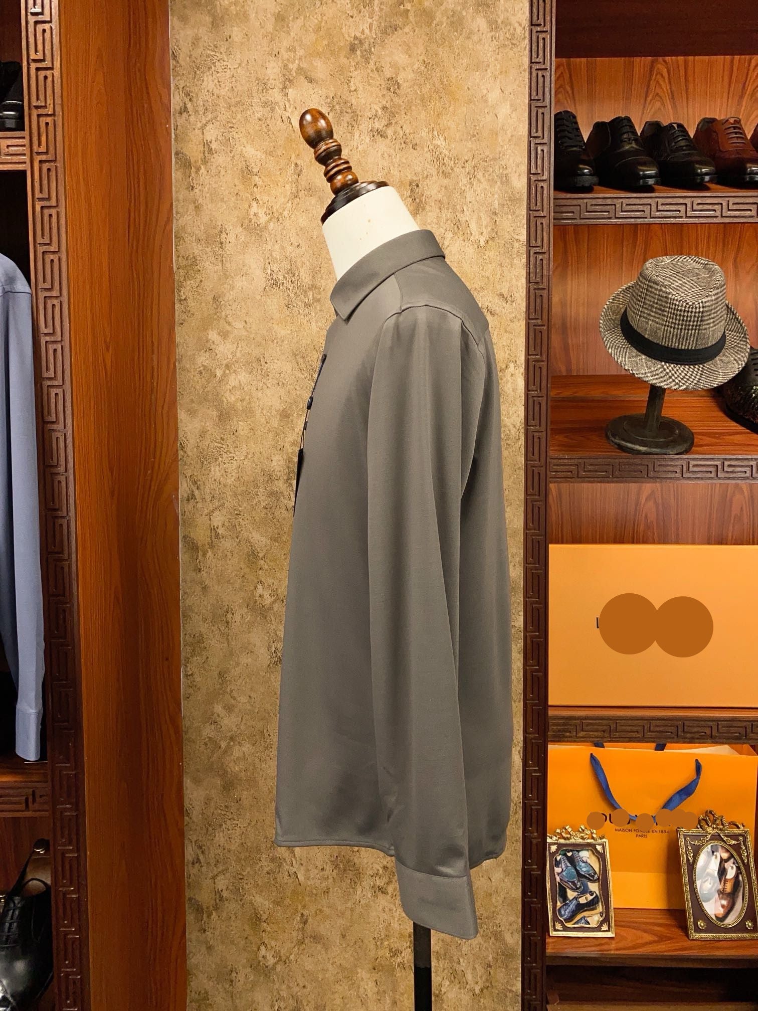 Men’s Olive Grey Modern Dress Shirt - SUITHARBOR