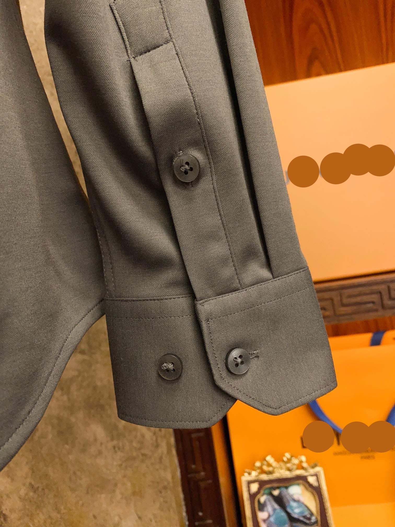 Men’s Olive Grey Modern Dress Shirt - SUITHARBOR