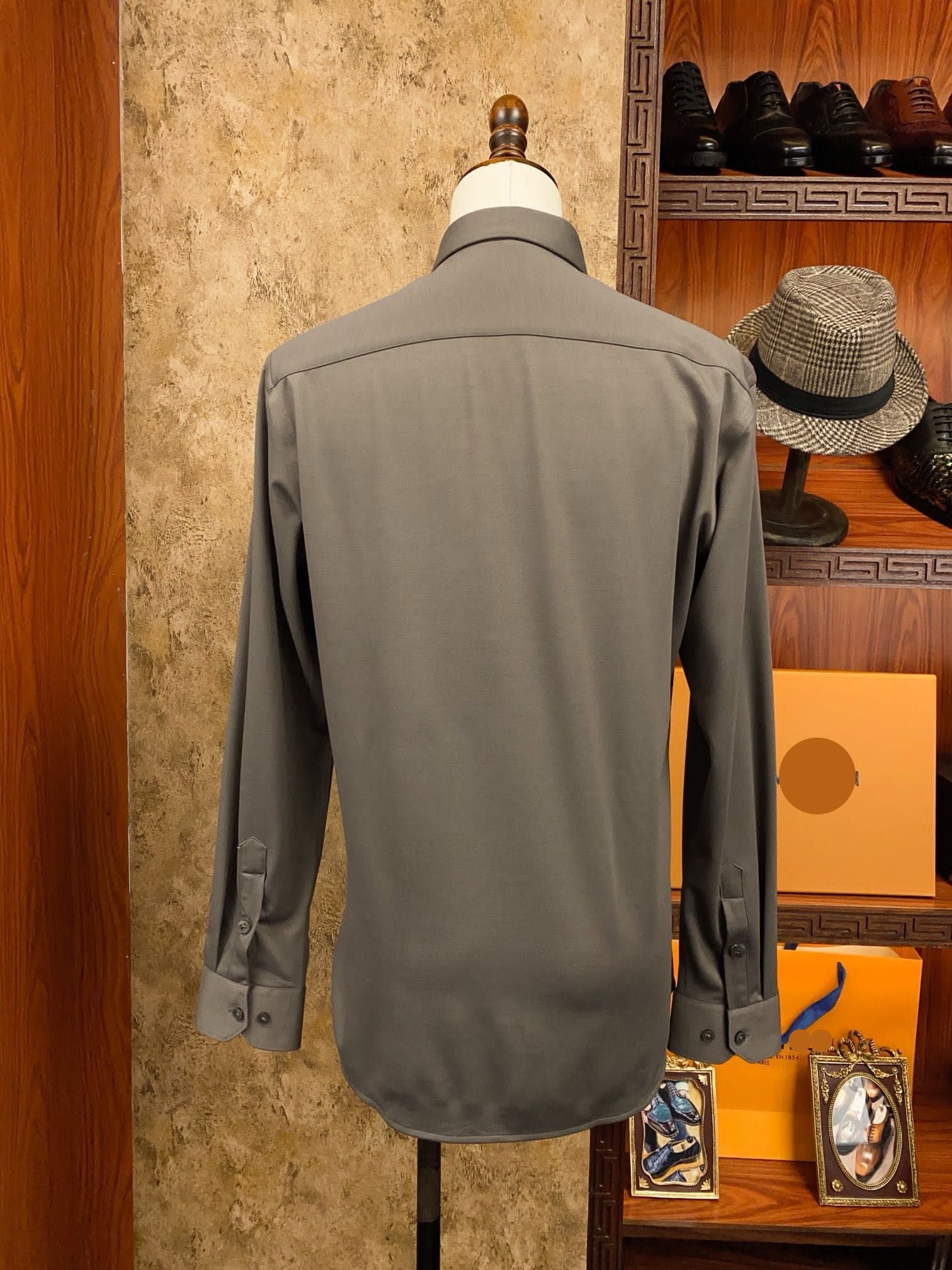 Men’s Olive Grey Modern Dress Shirt - SUITHARBOR