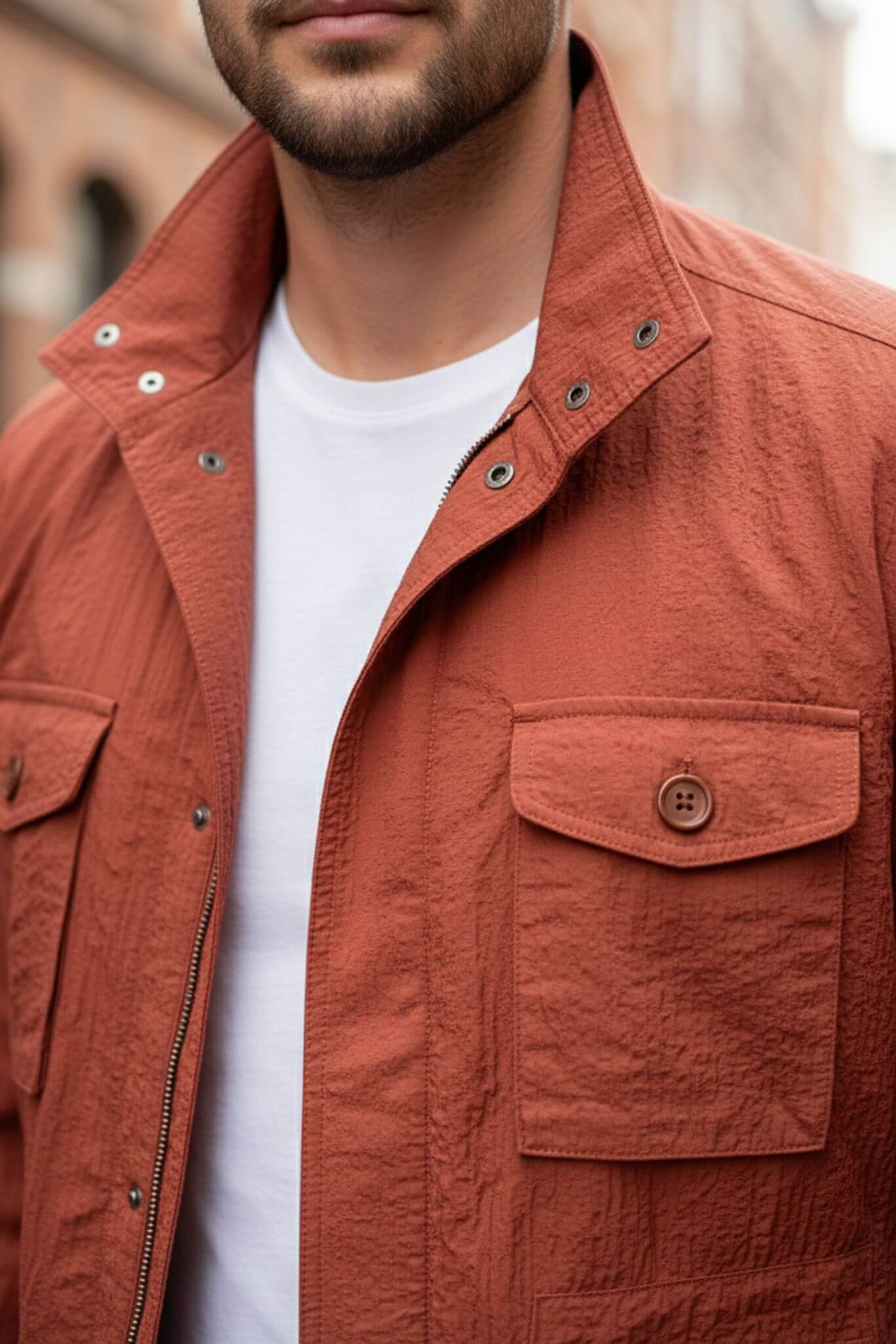 Men's Rust Field Jacket with Slim Fit Adjustable Waist - SUITHARBOR