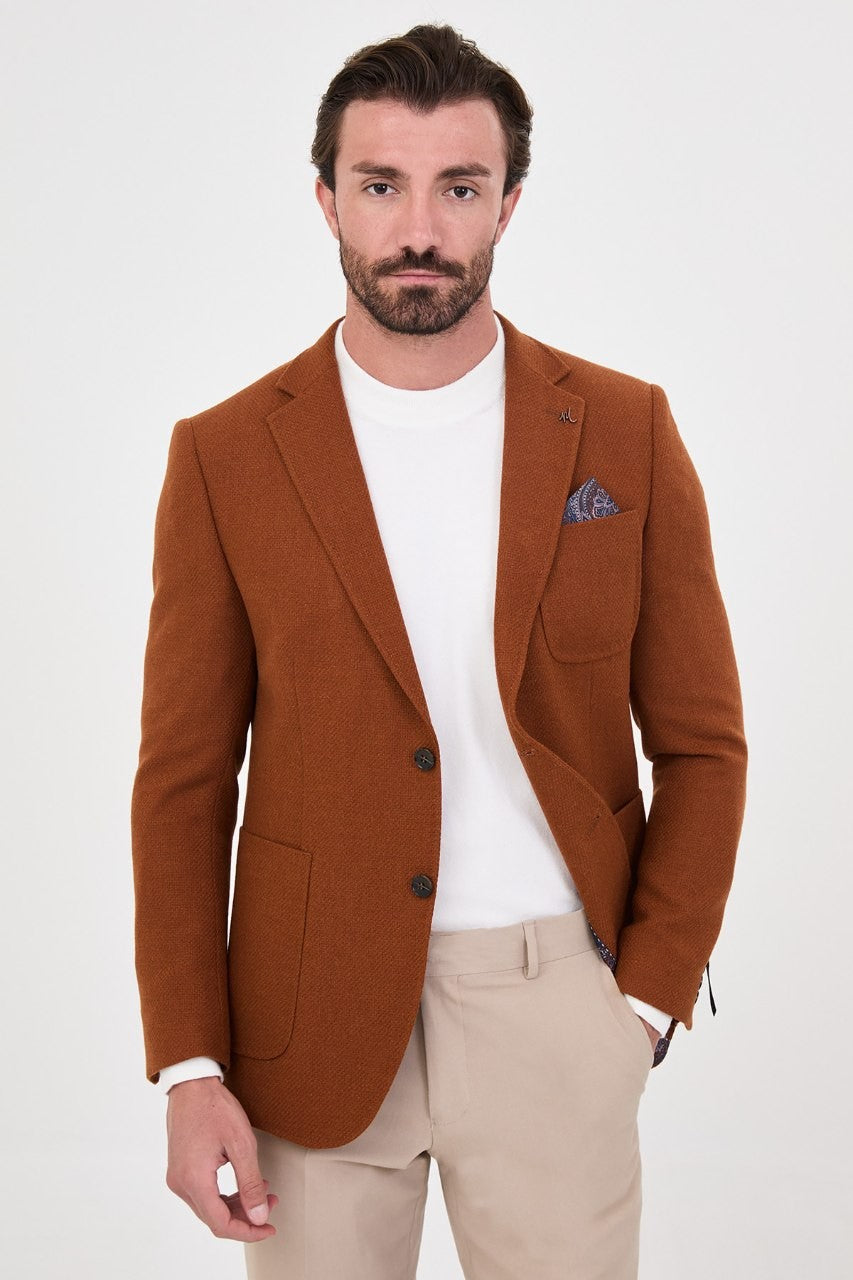 Men’s rust orange blazer, front view