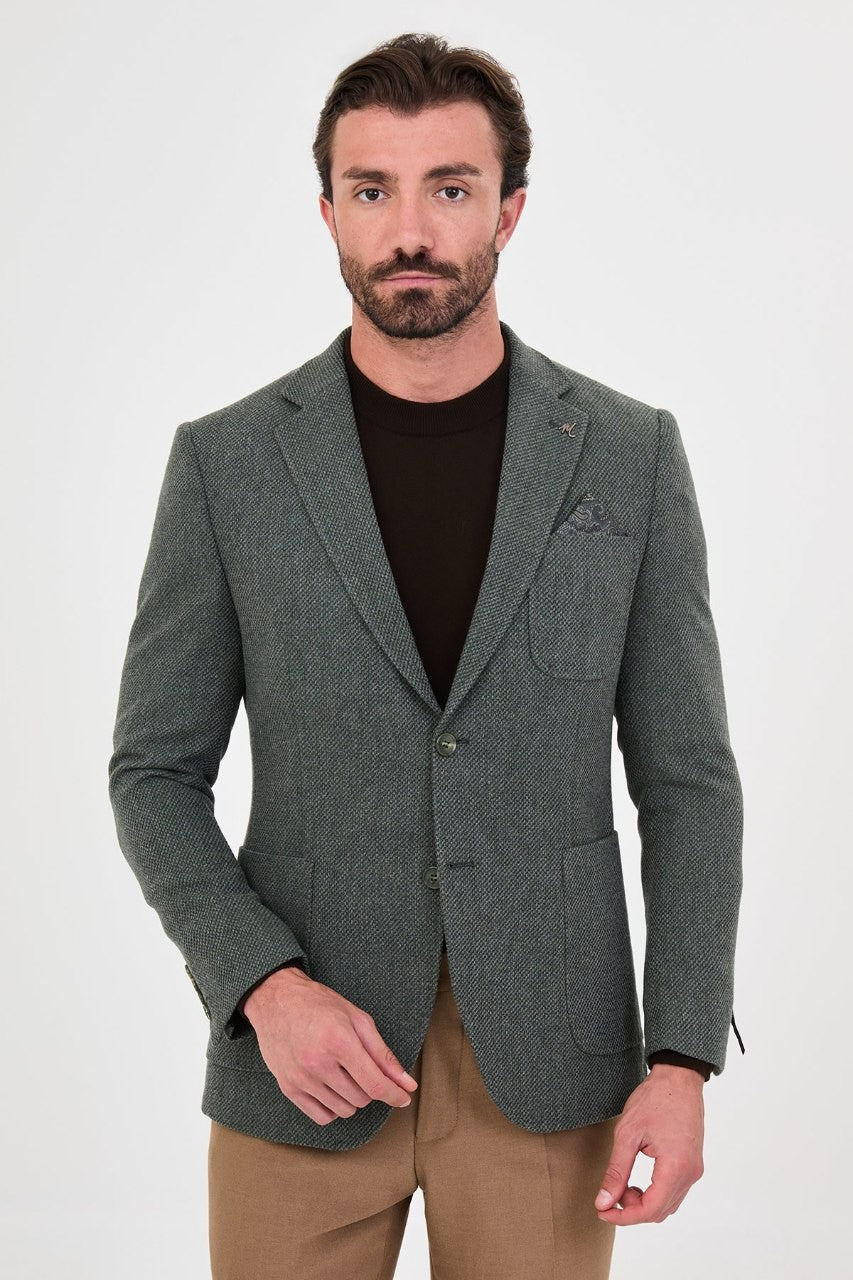Men’s sage green blazer, front view