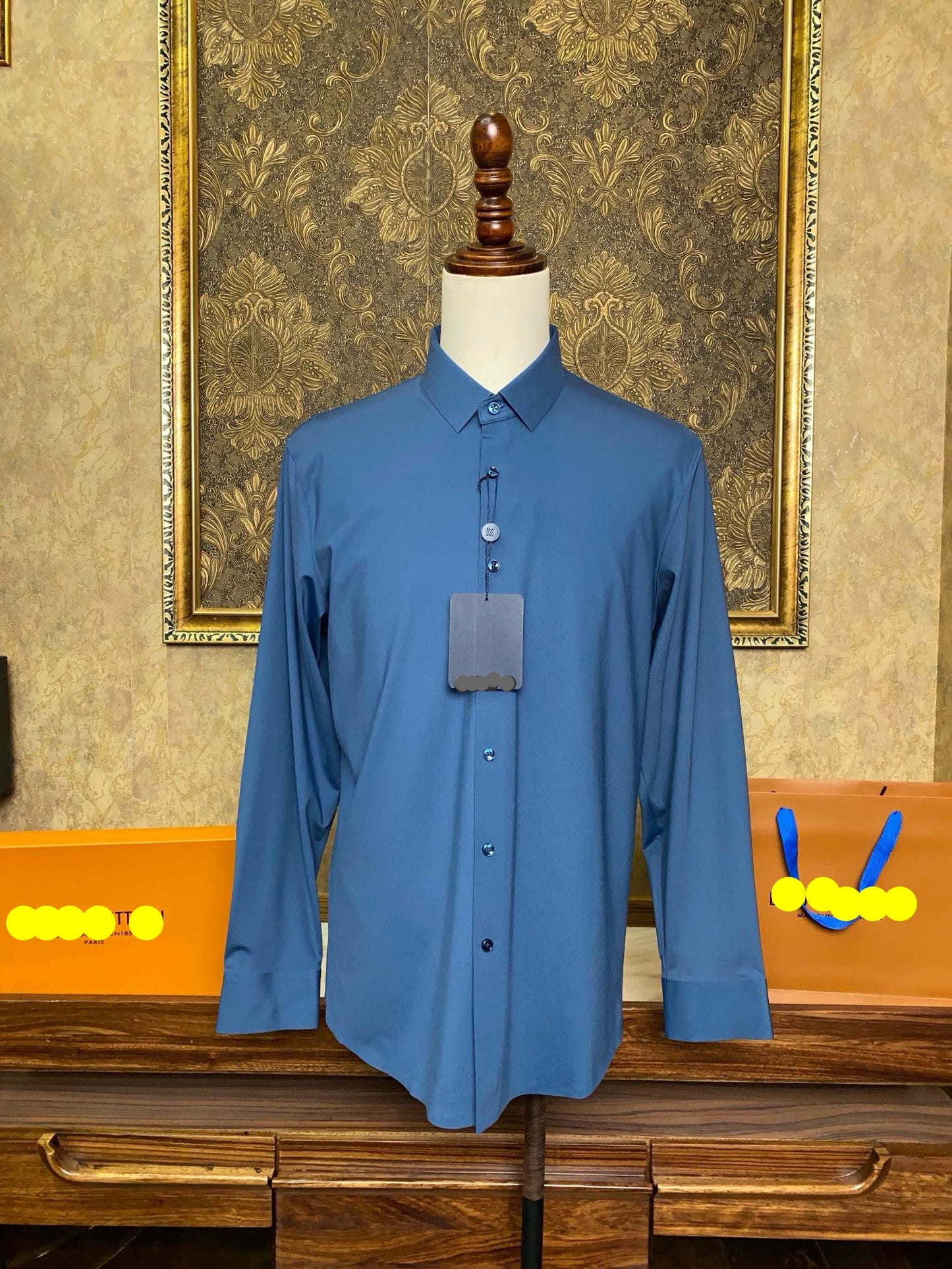Men’s Slate Blue Dress Shirt - SUITHARBOR