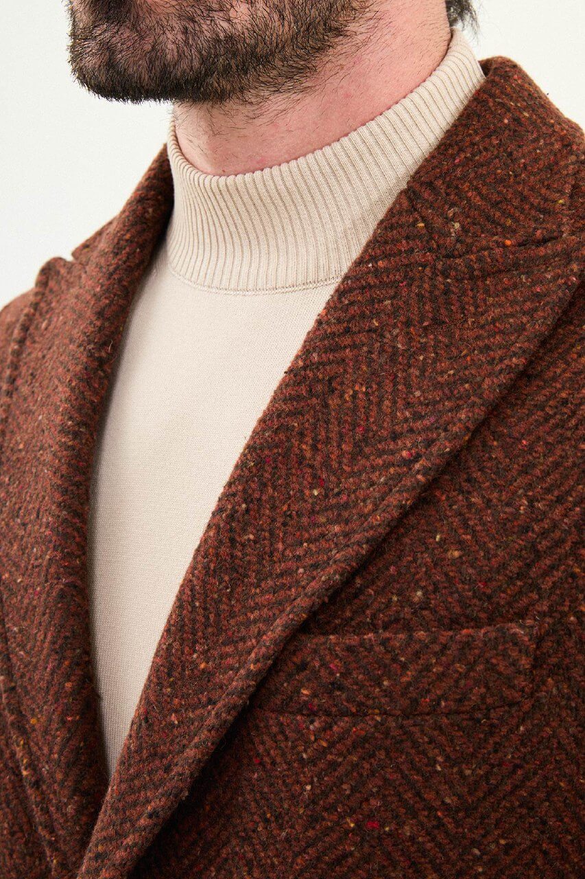 Men’s Tile Brown Heritage Wool Overcoat - SUITHARBOR