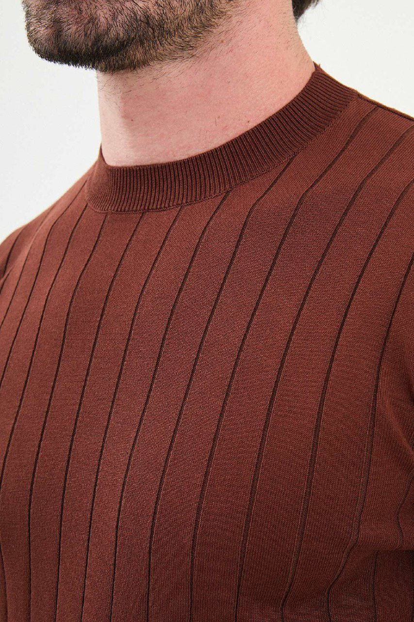 Men’s Tile Ribbed Slim Fit Knitwear Mockup Sweater - SUITHARBOR
