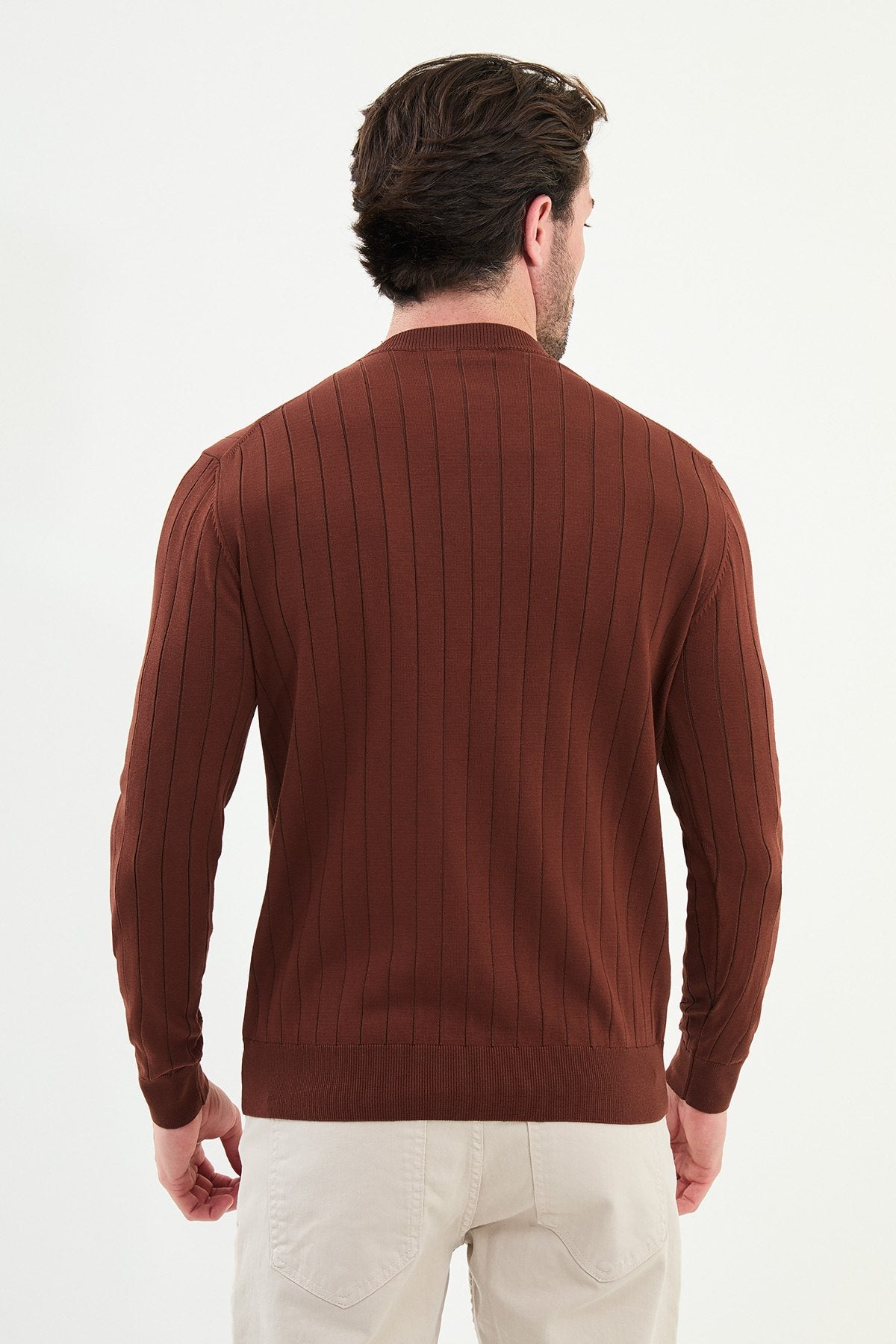 Men’s Tile Ribbed Slim Fit Knitwear Mockup Sweater - SUITHARBOR