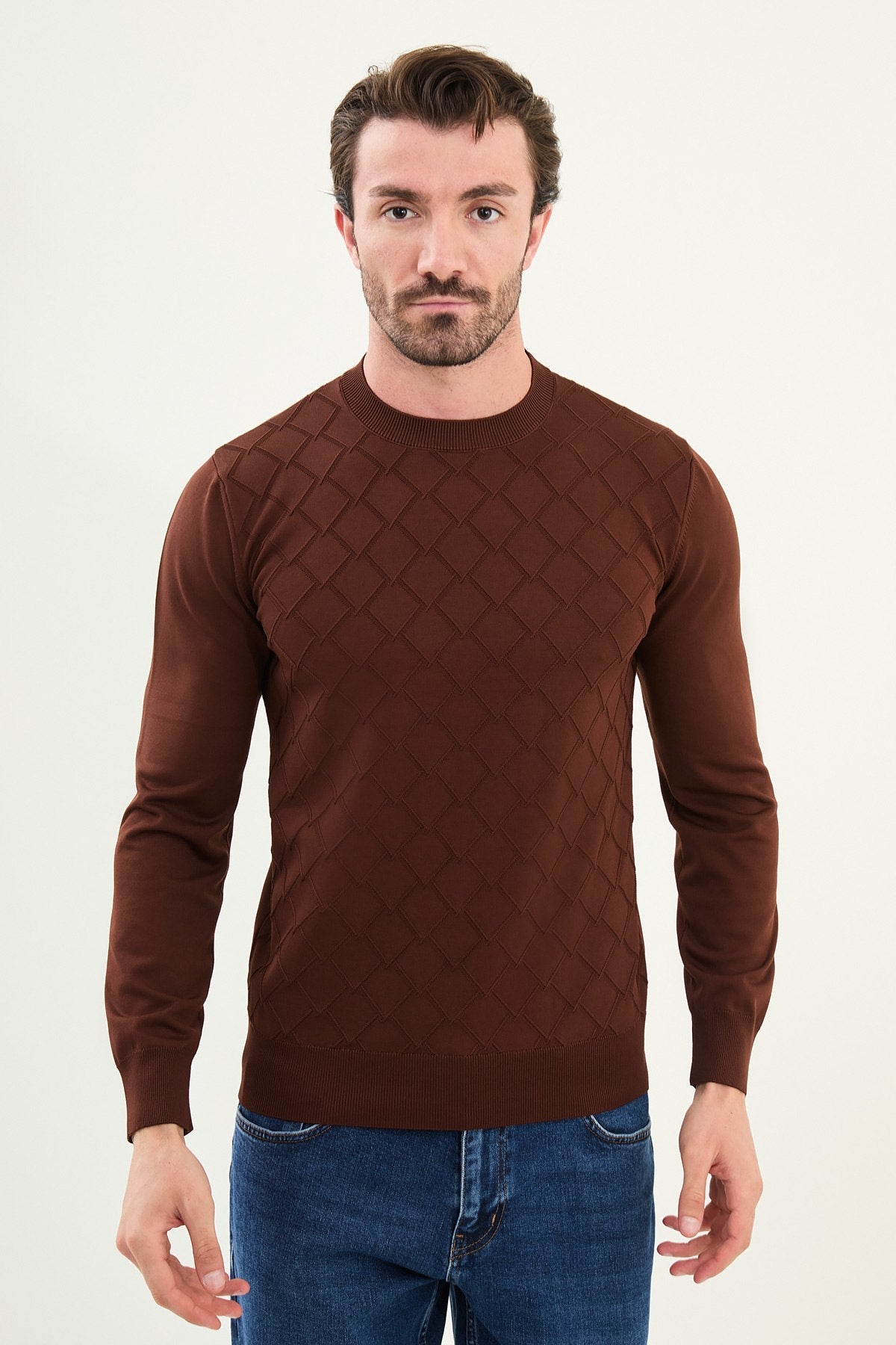 Men’s Tile Textured Knit Sweater - SUITHARBOR