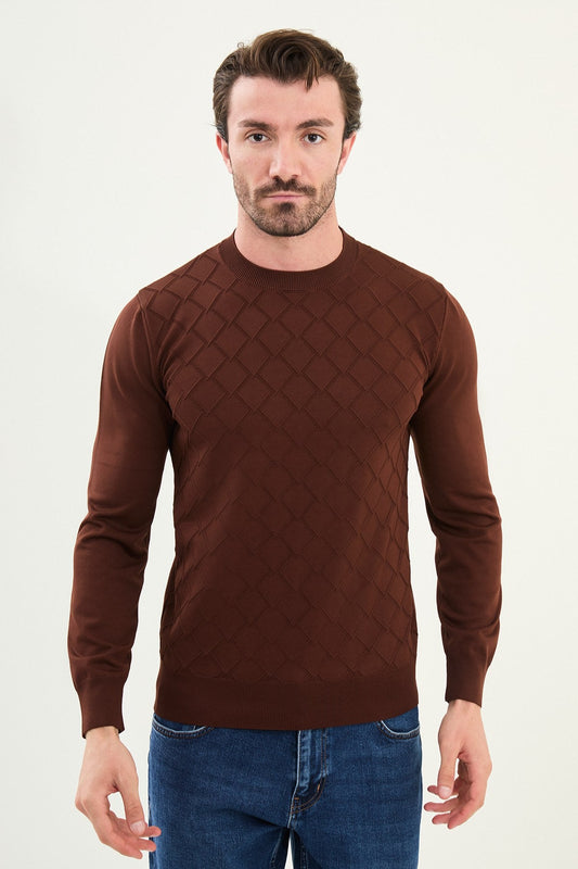 Men’s Tile Textured Knit Sweater - SUITHARBOR