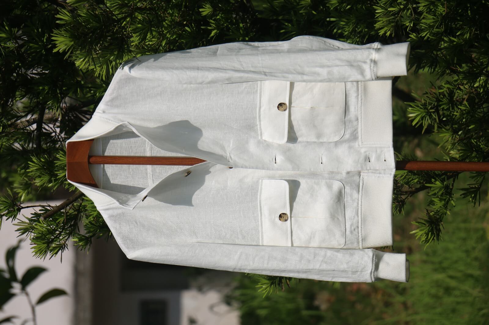 Men’s White Linen Utility Jacket - SUITHARBOR