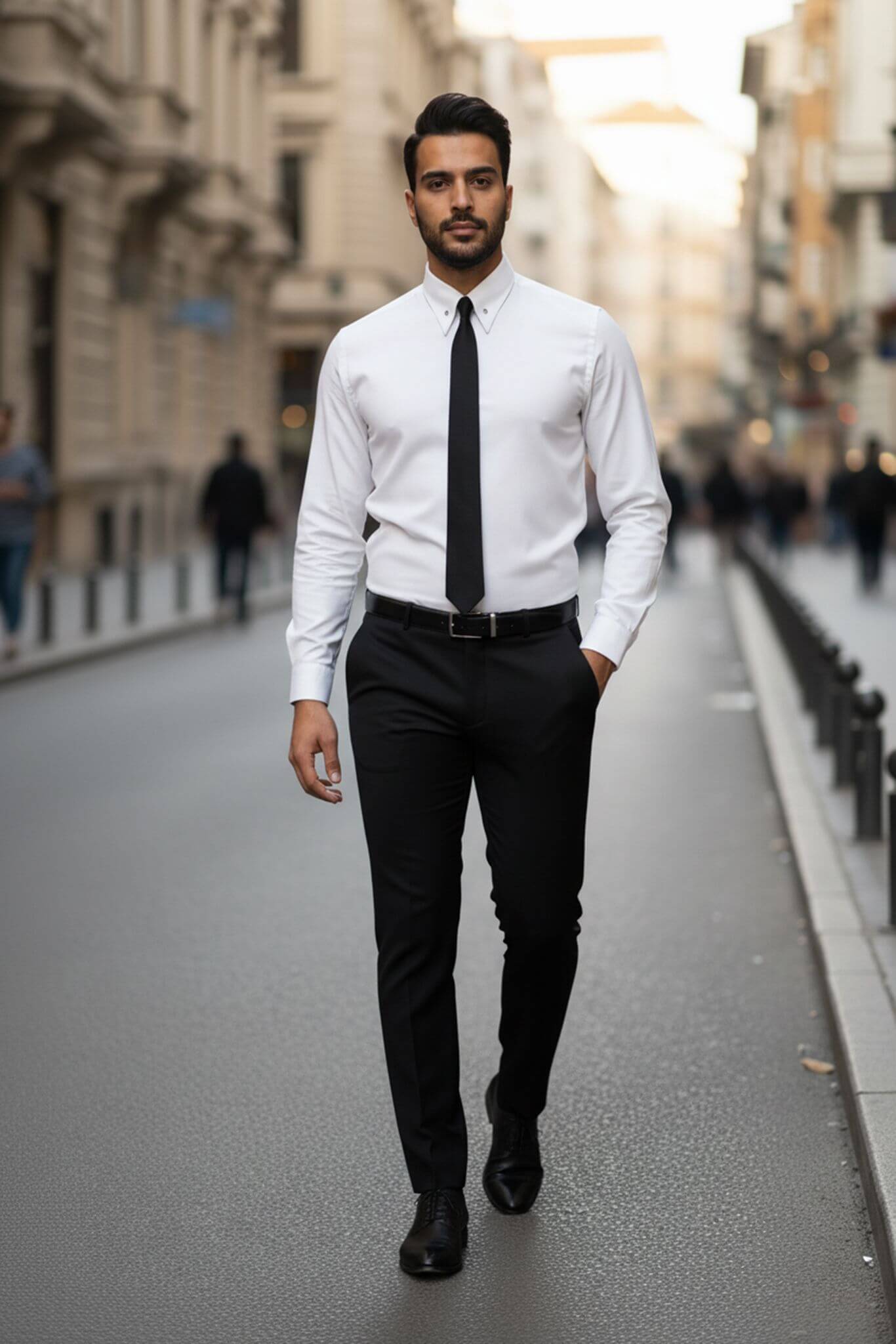Men's White Pin Collar Dress Shirt - SUITHARBOR