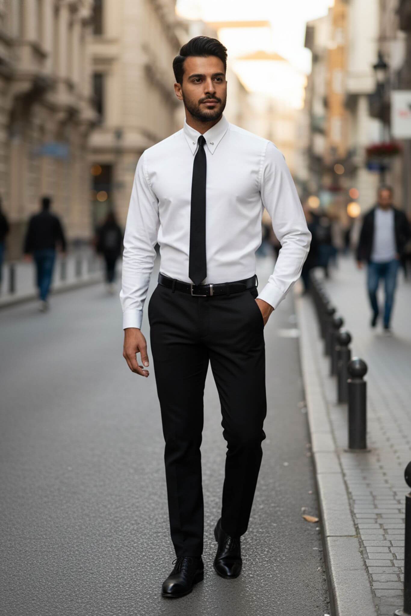 Men's White Pin Collar Dress Shirt - SUITHARBOR