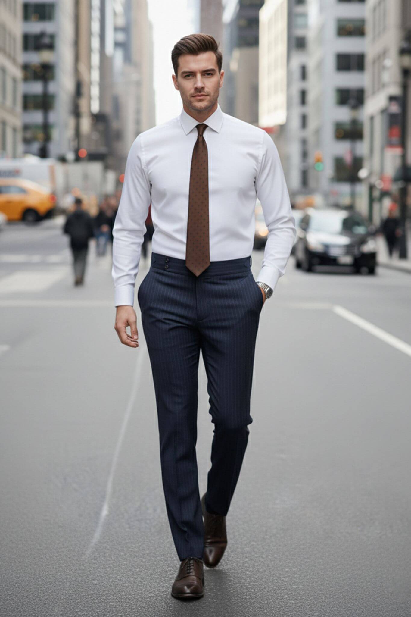 Men's White Slim Fit Dress Shirt | Nano - Care Stretch Fabric - SUITHARBOR