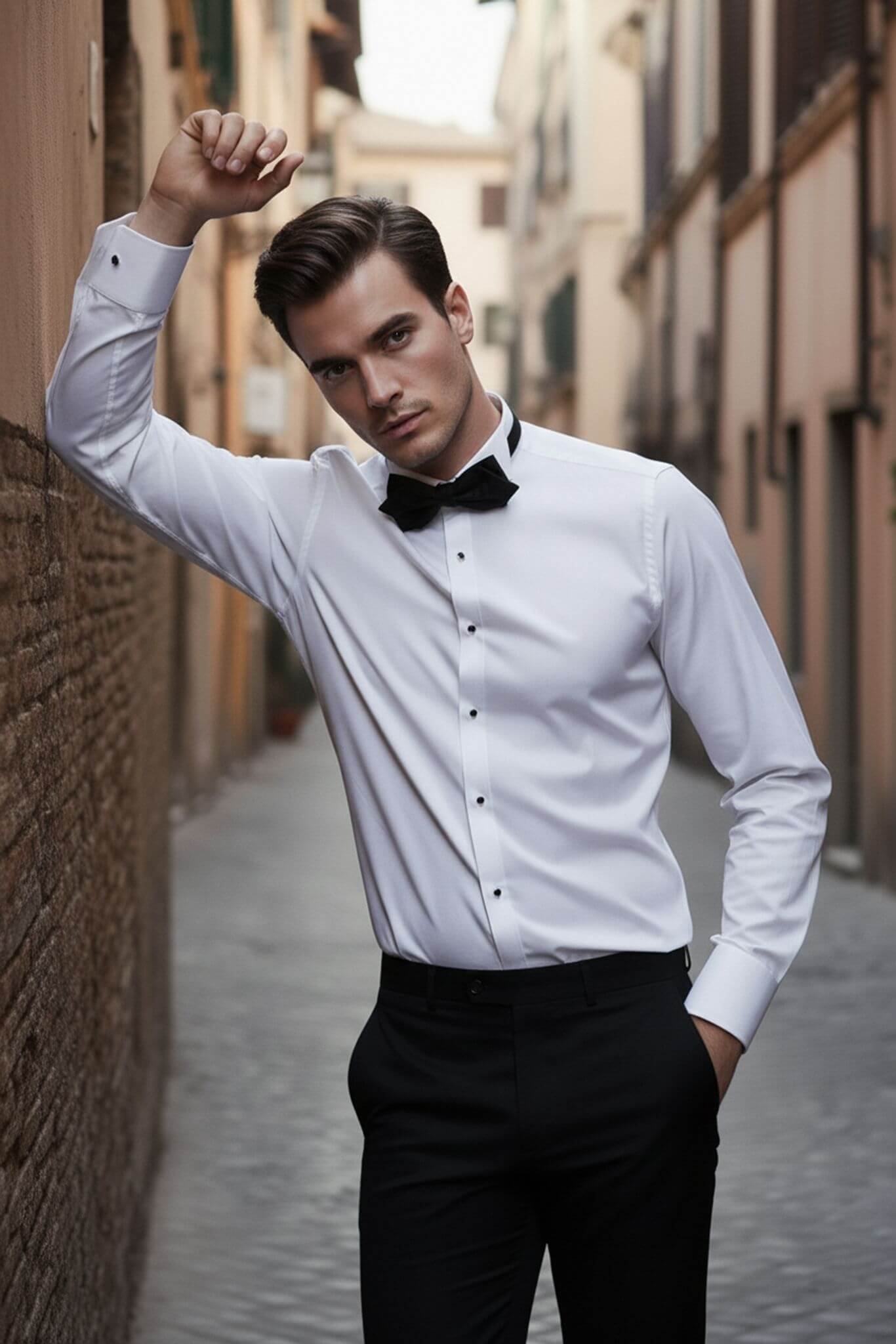 Men's White Slim Fit Tuxedo Shirt - SUITHARBOR