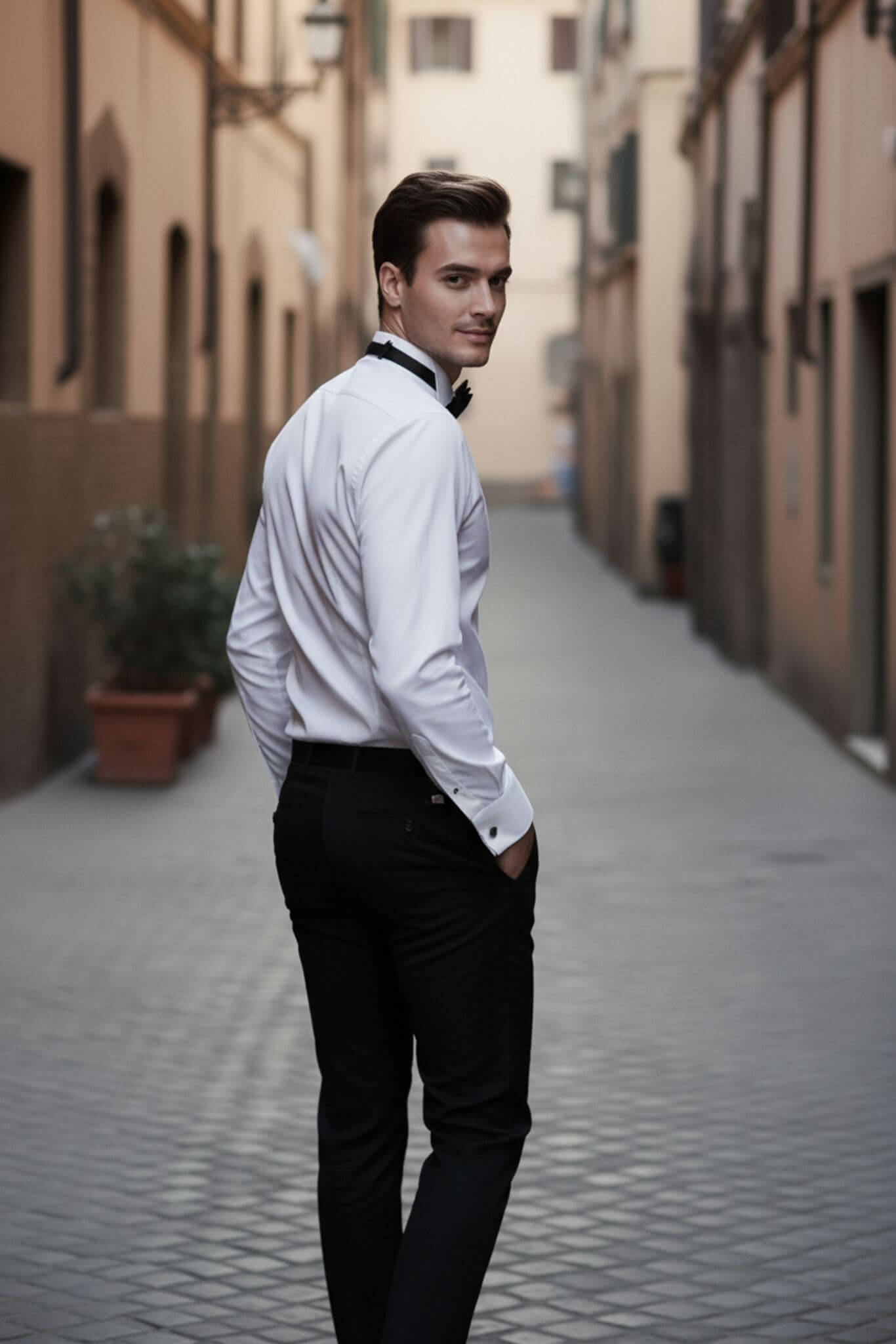 Men's White Slim Fit Tuxedo Shirt - SUITHARBOR