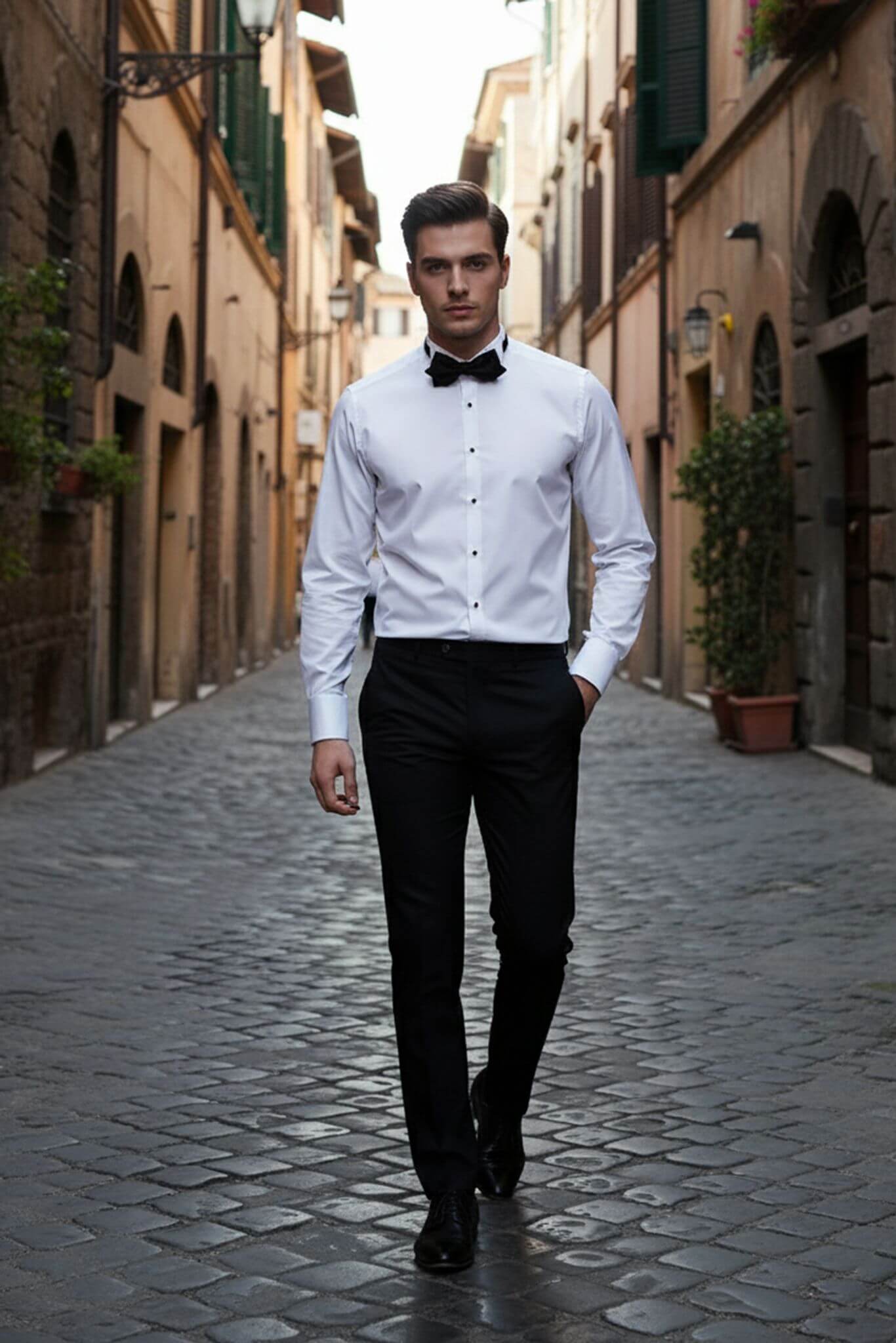 Men's White Slim Fit Tuxedo Shirt - SUITHARBOR